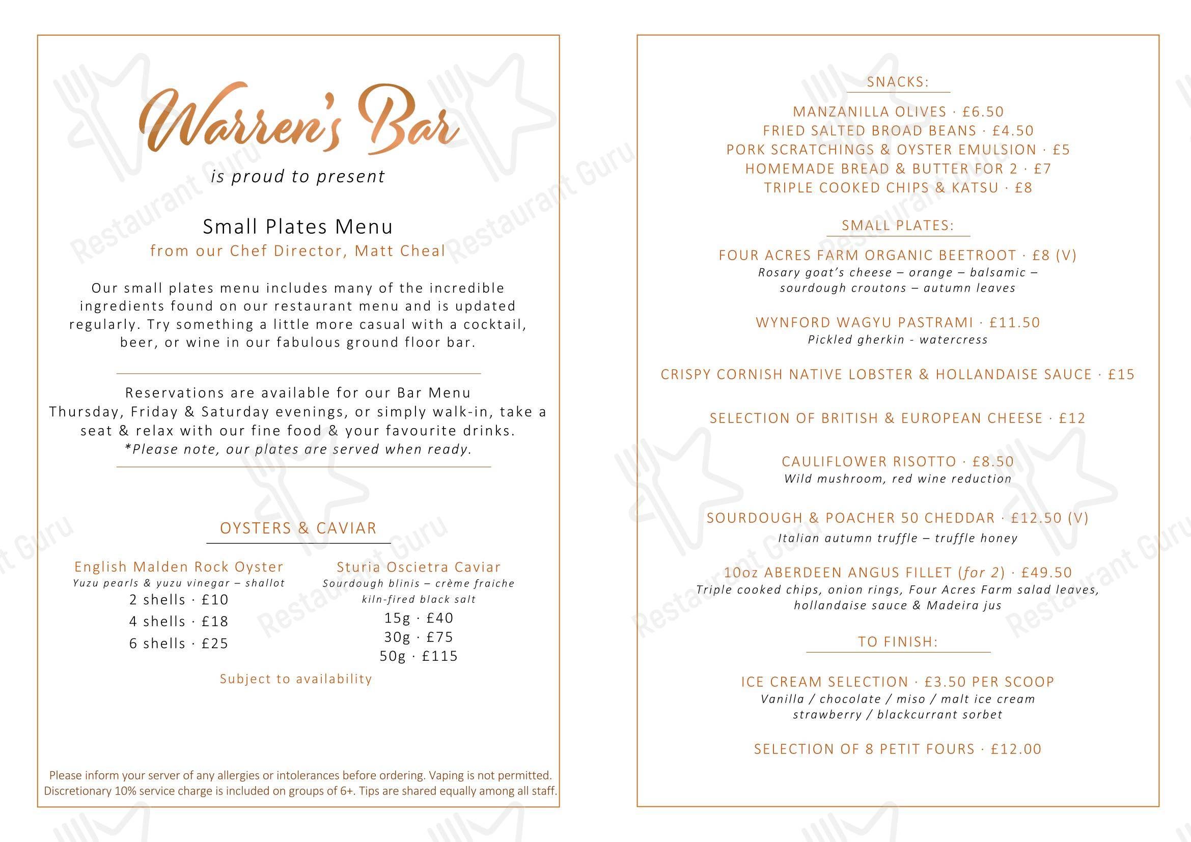 Меню ресторана Cheals - Breakfast Menu