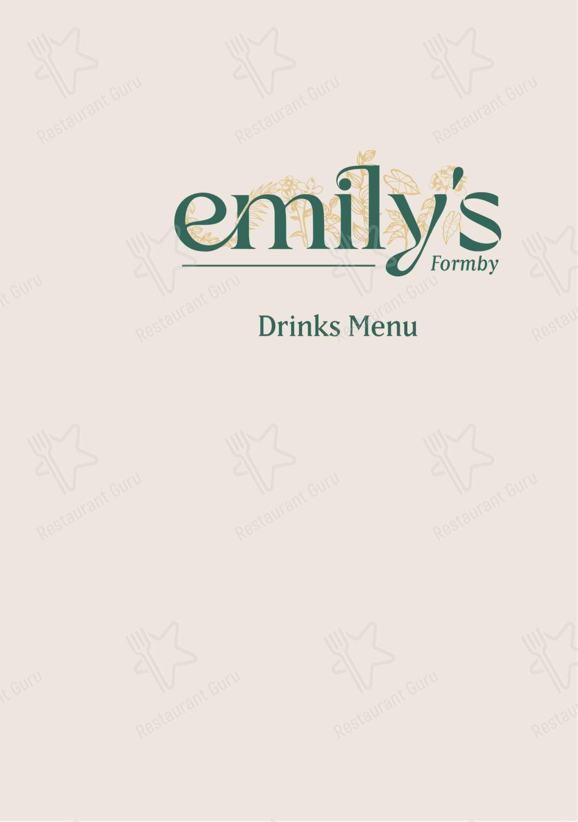 Меню паба и бара Emily's - Lunch Menu