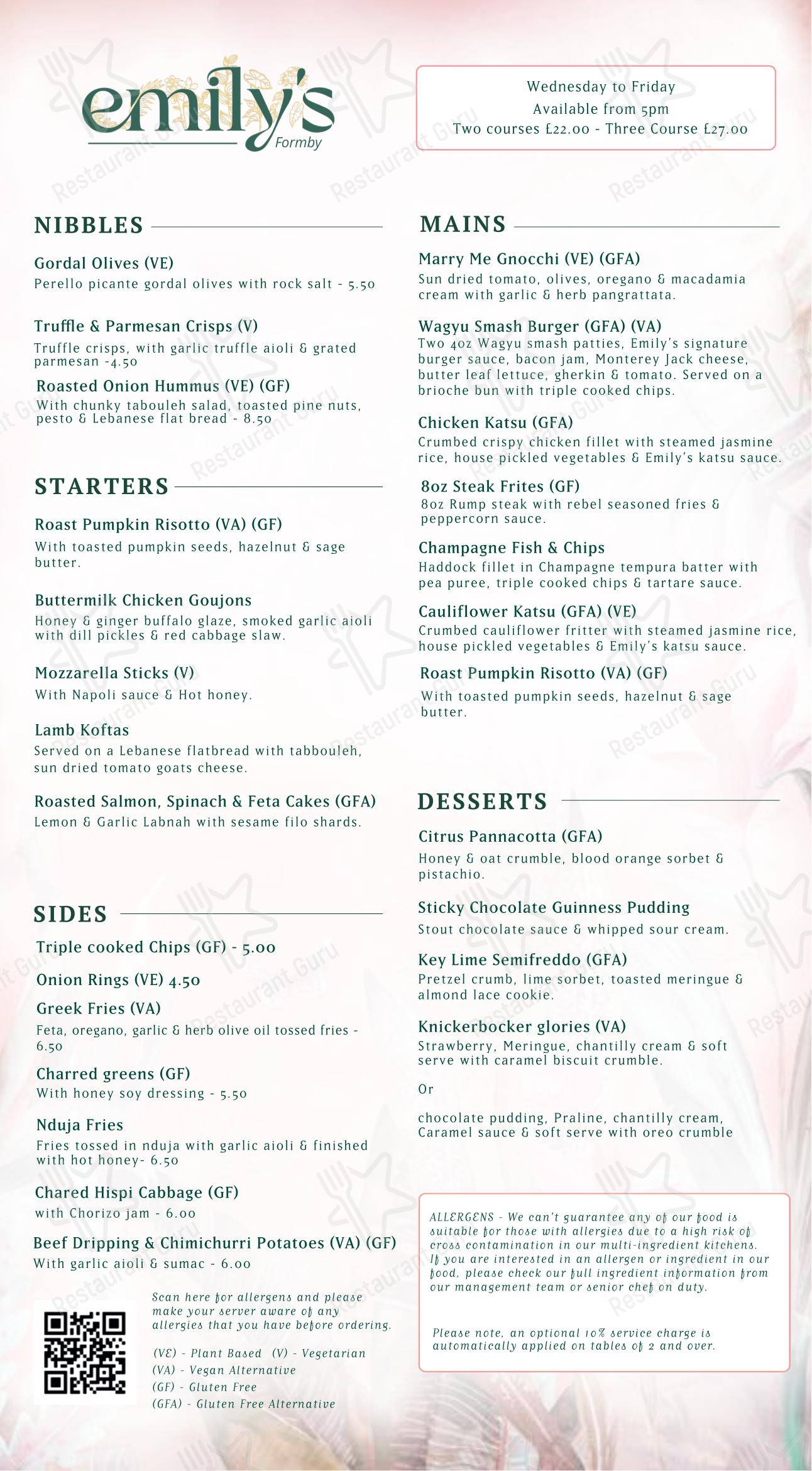 Emily's в Формби - Breakfast Menu