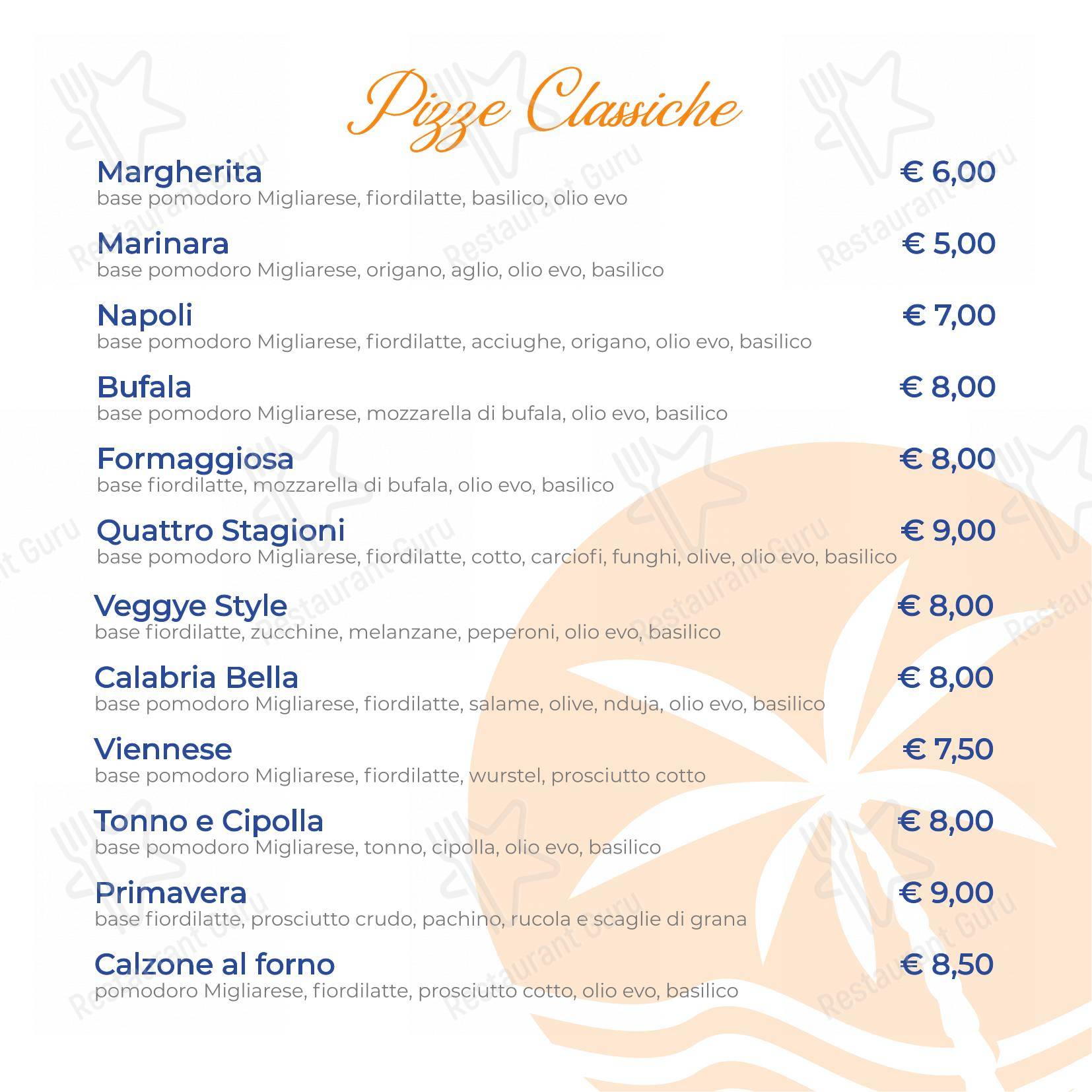 Меню ресторана Ristorante La Playa