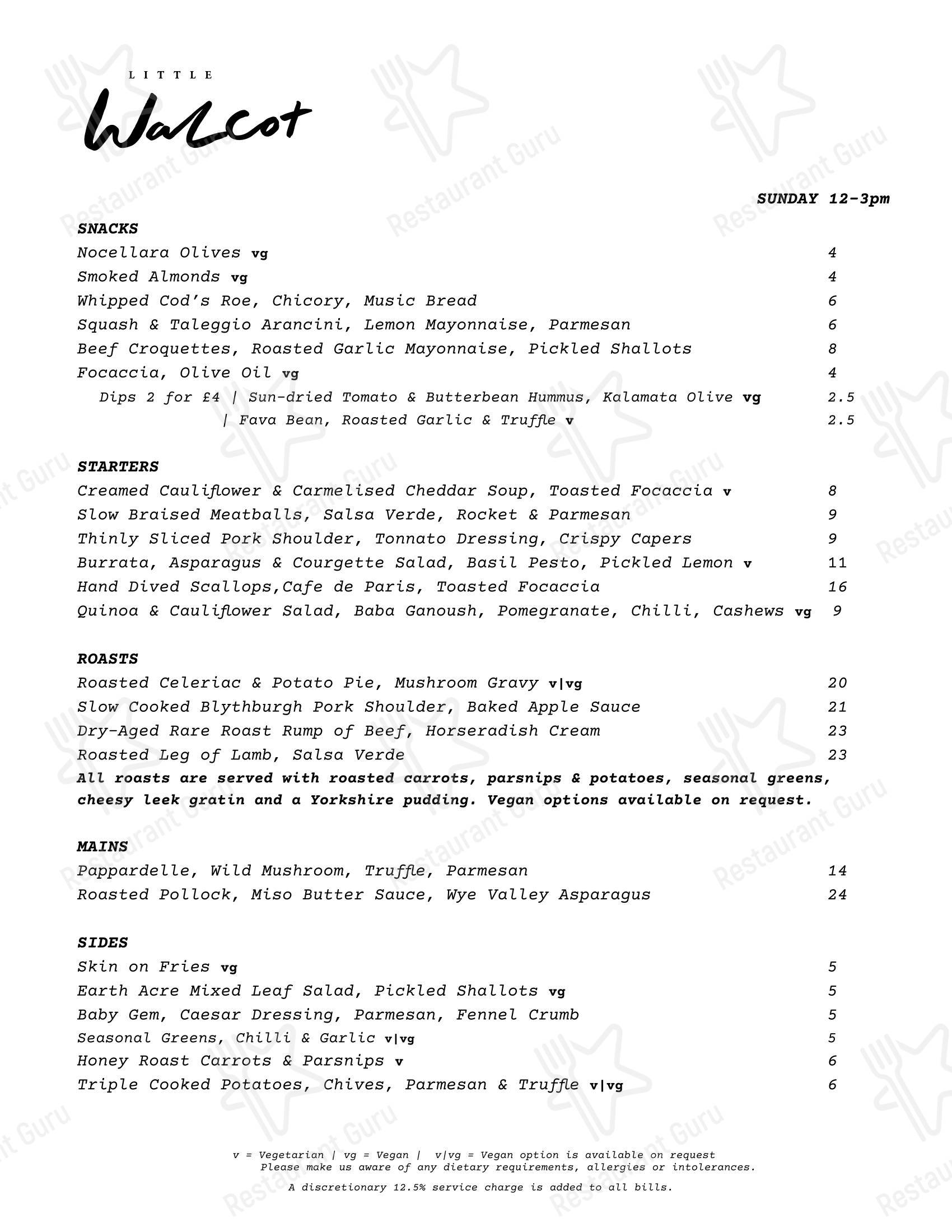 Little Walcot в Фруме - Lunch Menu