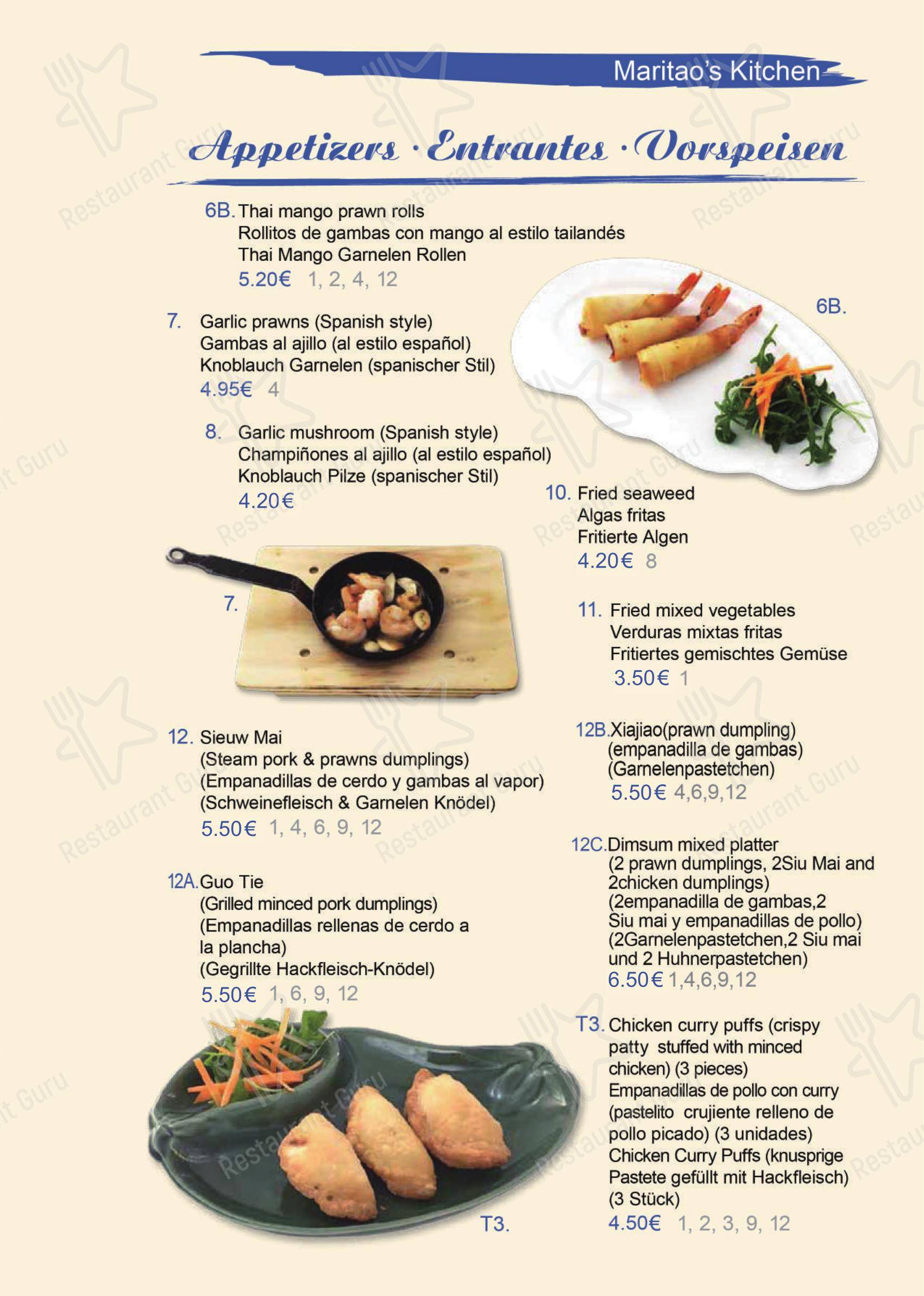 Maritaos Kitchen - Rojales в Рохалесе - Основное меню