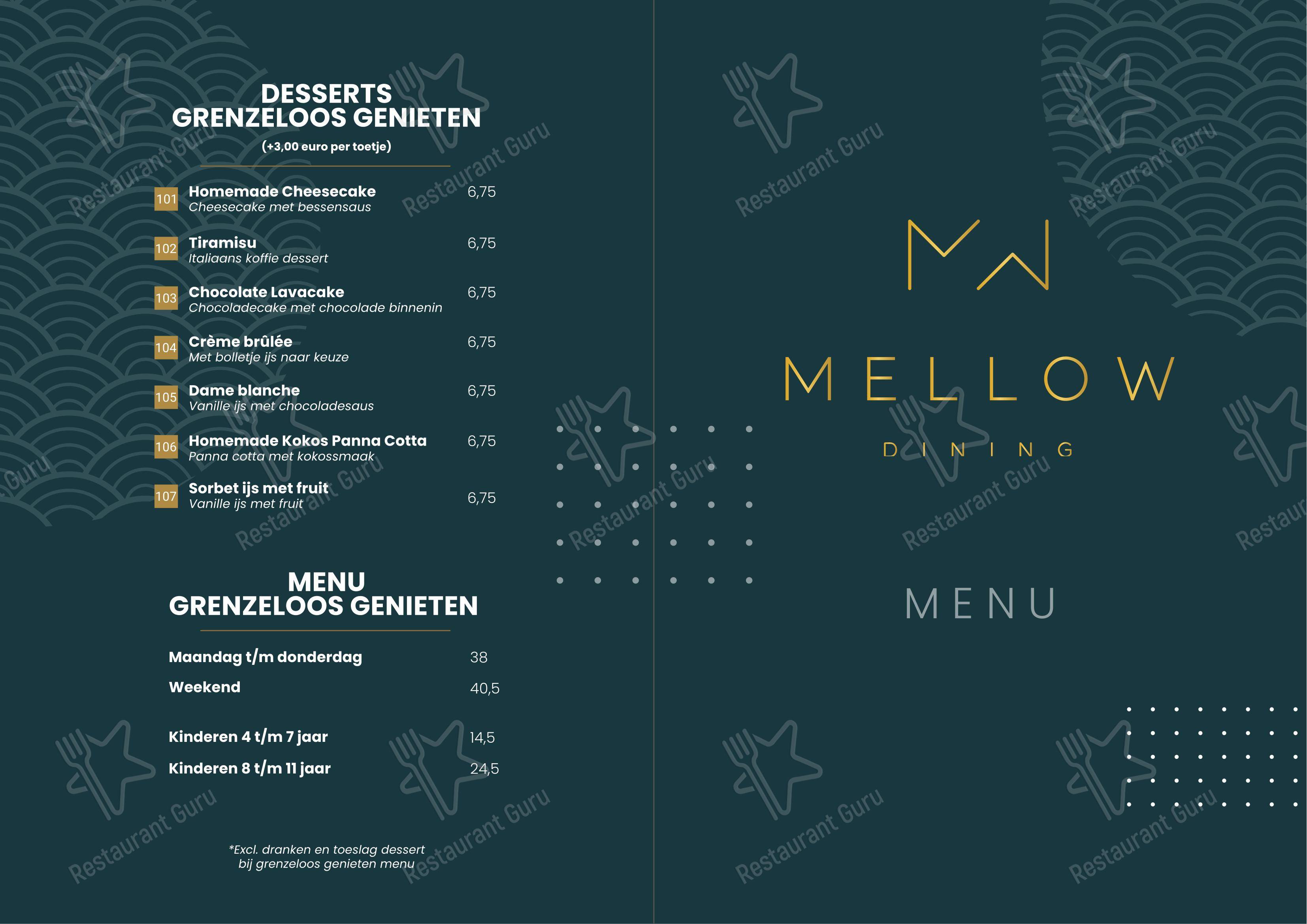Меню ресторана Mellow Dining Rijssen