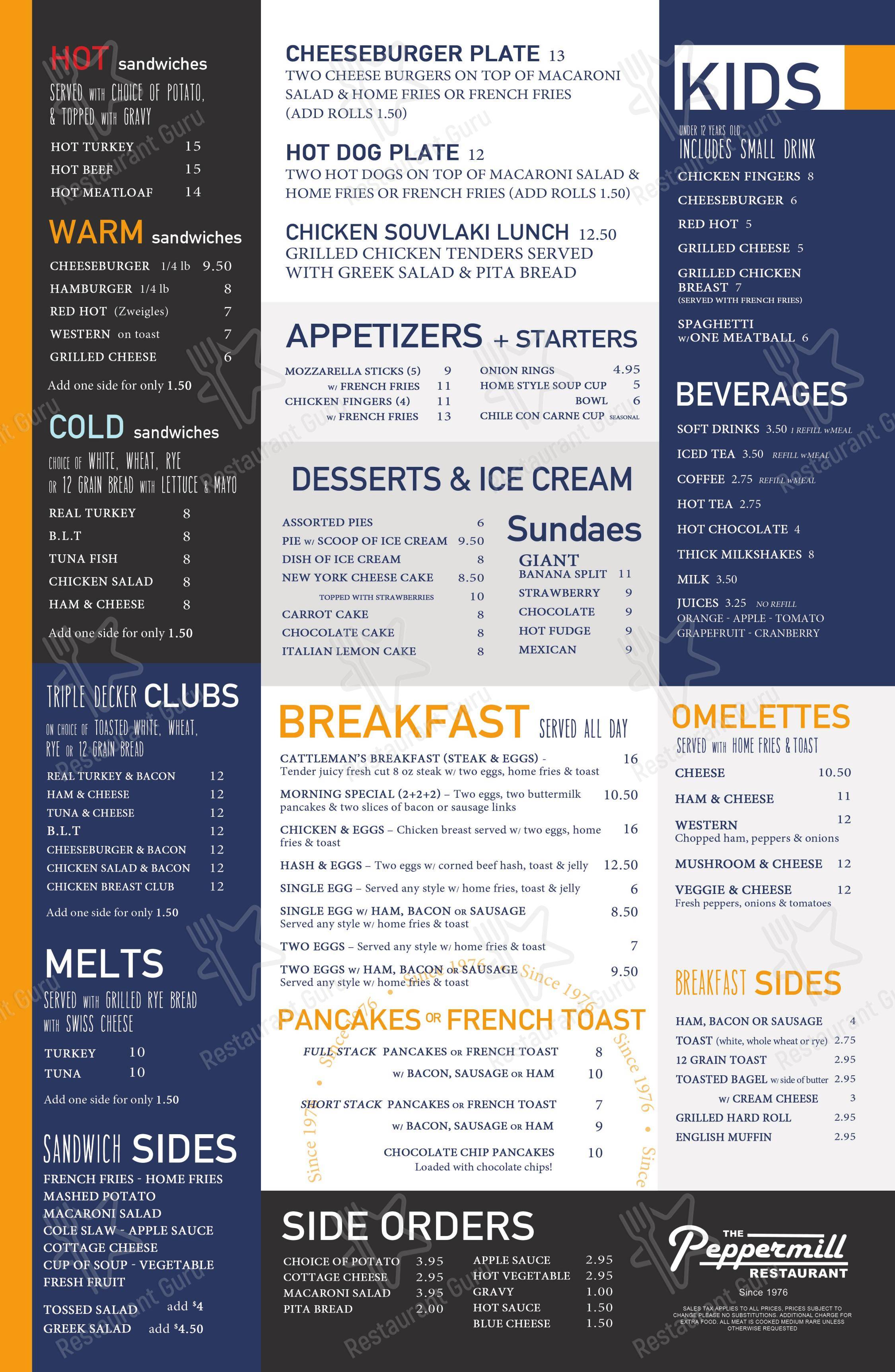 Меню ресторана Peppermill Restaurant - Меню