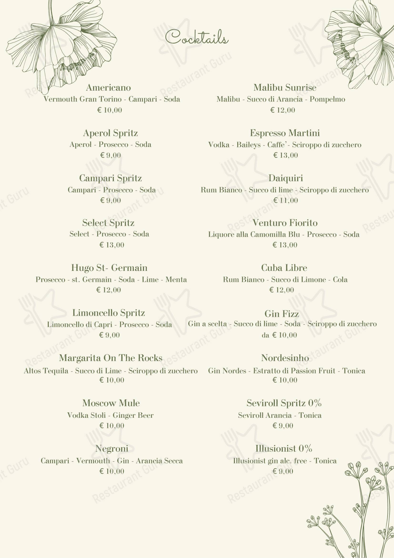 Меню ресторана Ristorante Fiorito - Lunch Menu