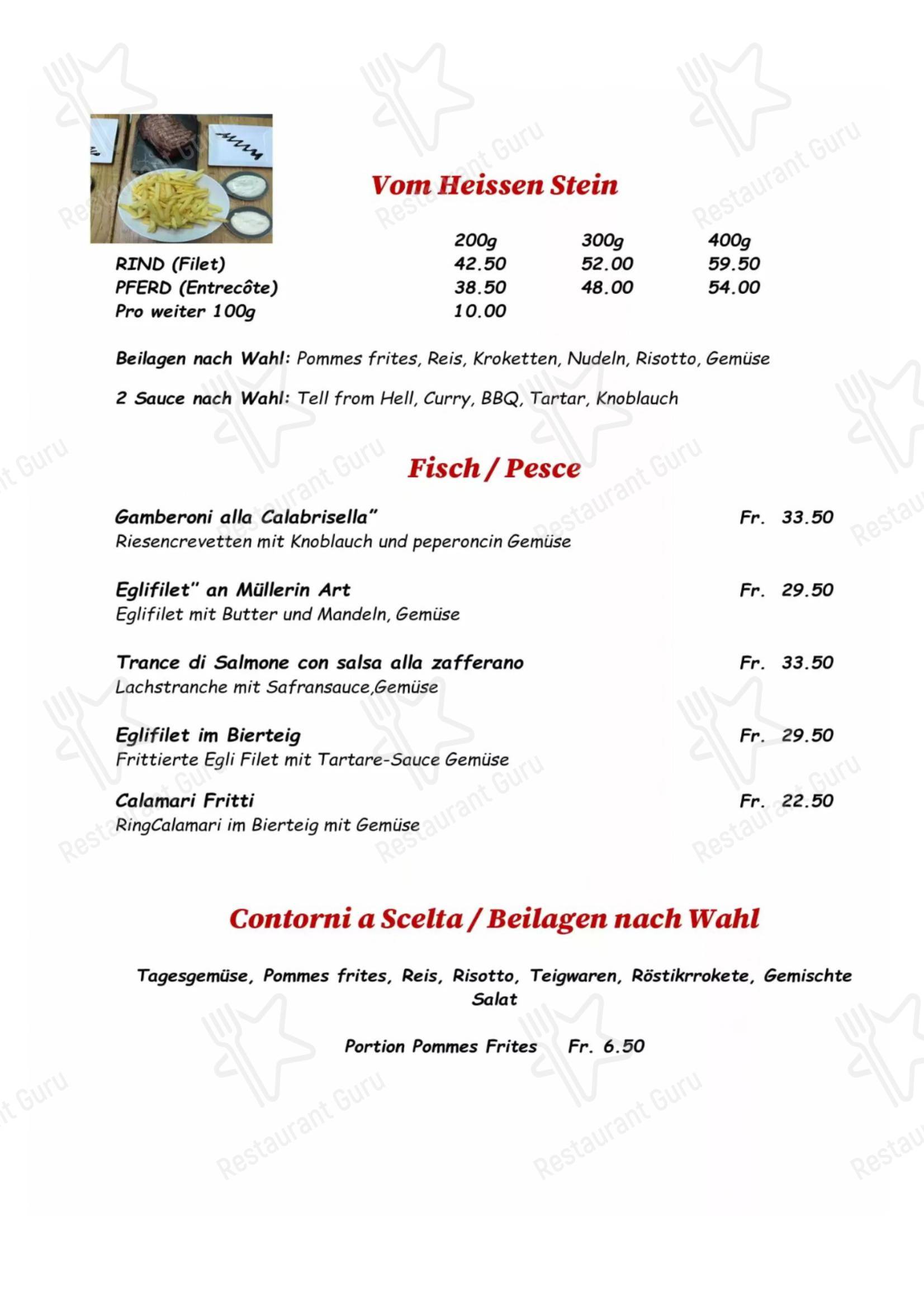 菜单 пиццерии Ristorante Pizzeria Calabrisella