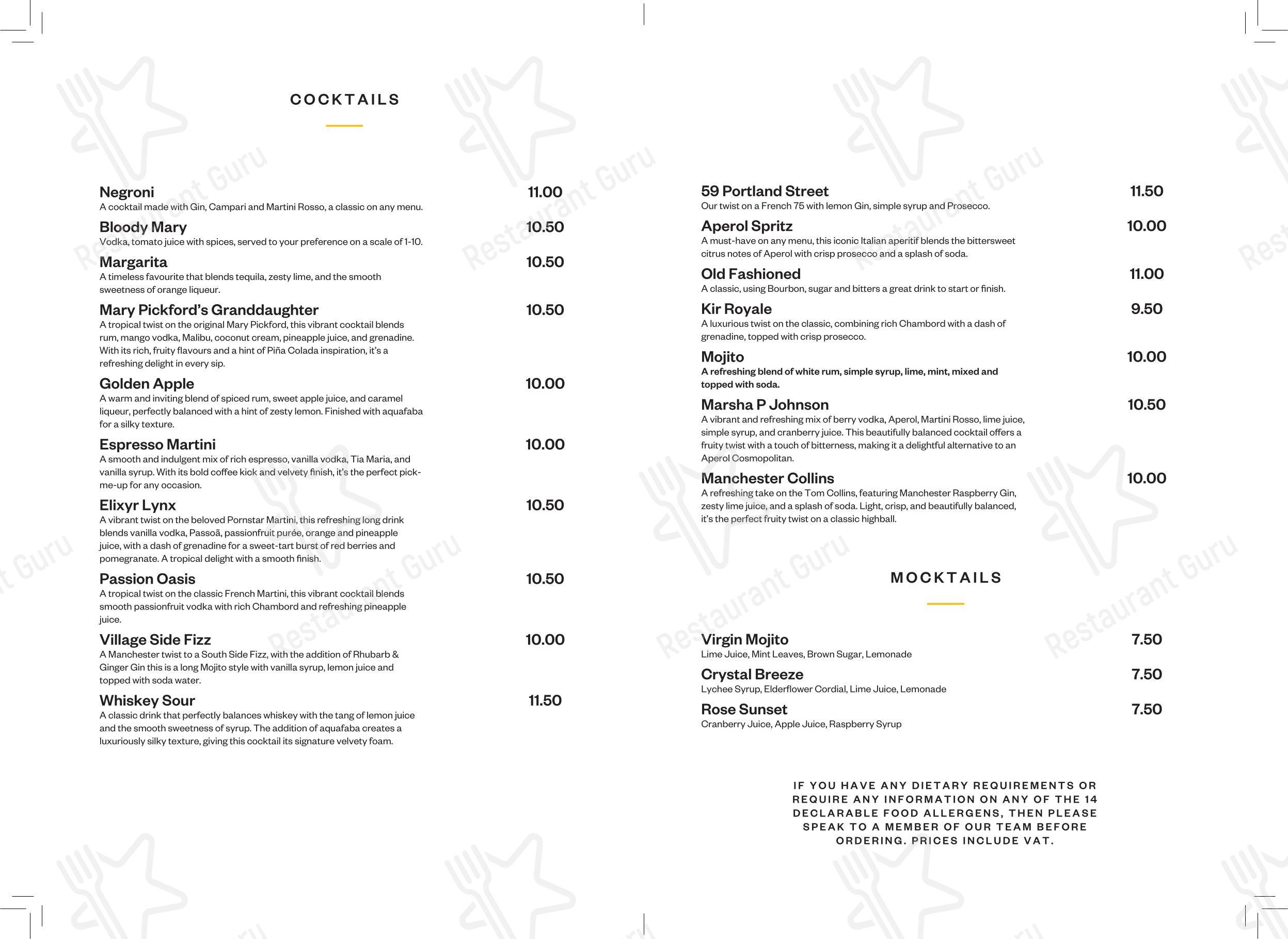 Runyon’s в Манчестере - Dinner Menu