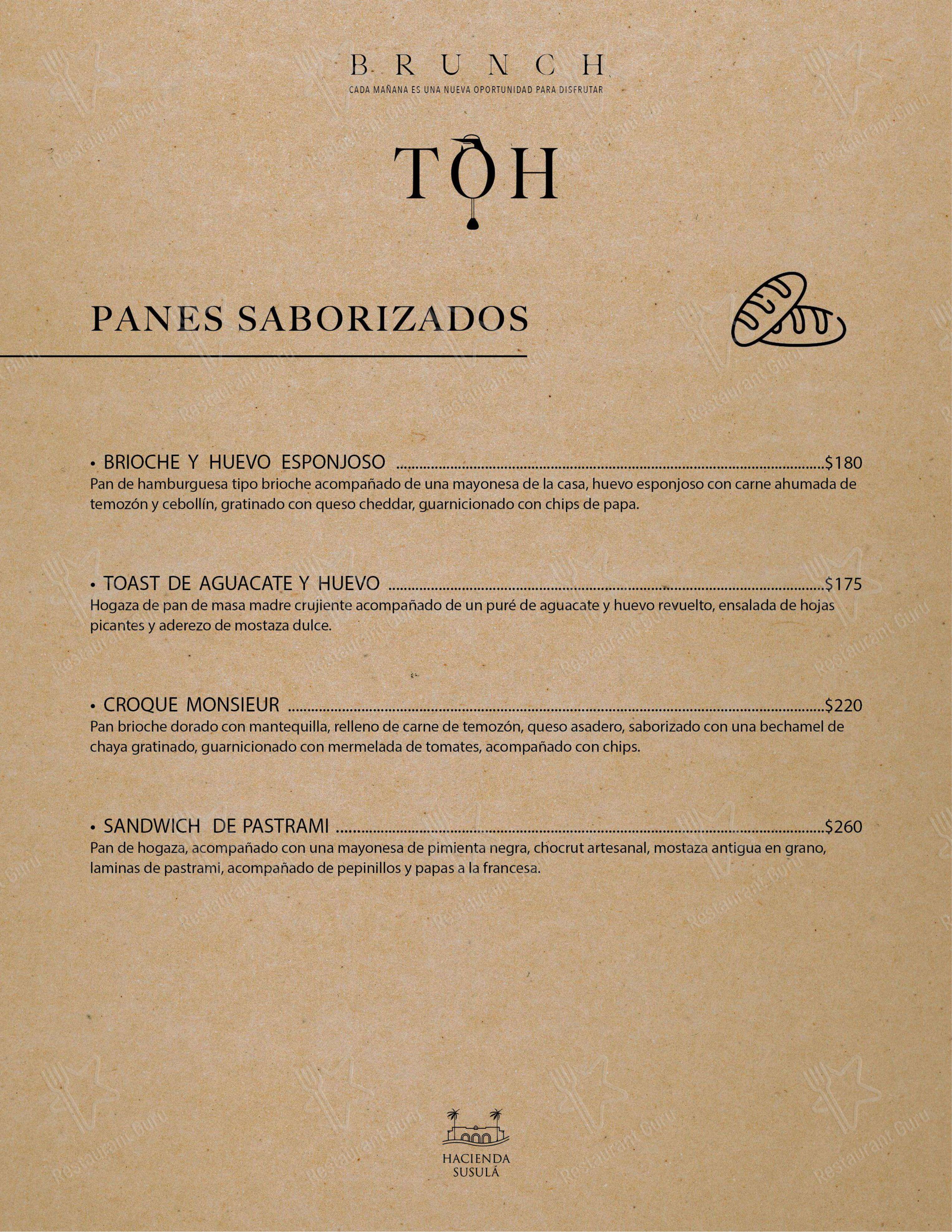 Меню напитков ресторана TOH Restaurante