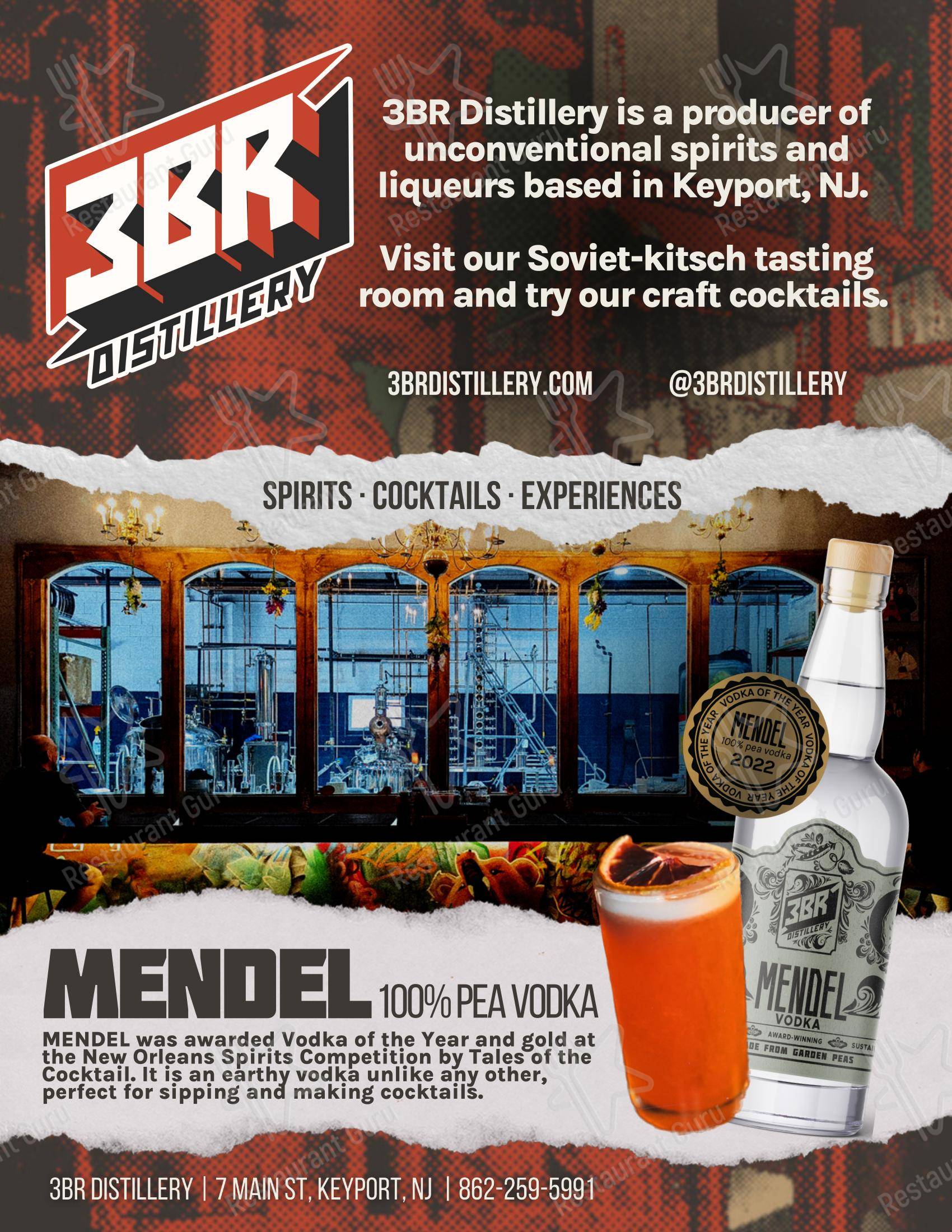 3BR Distillery в Кейпорте - Меню напитков