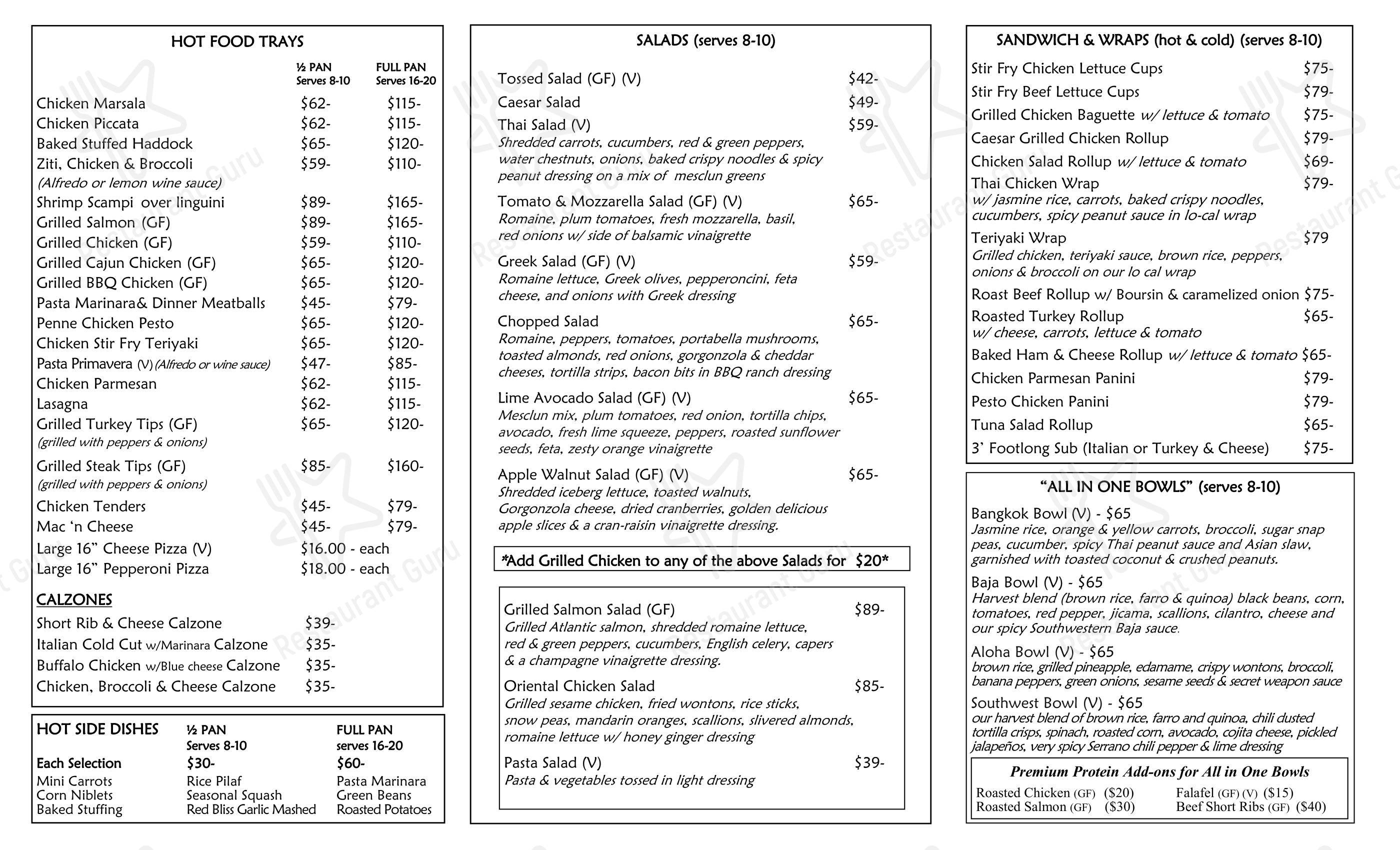 Common Market Restaurants в Куинси - Restaurant Menu