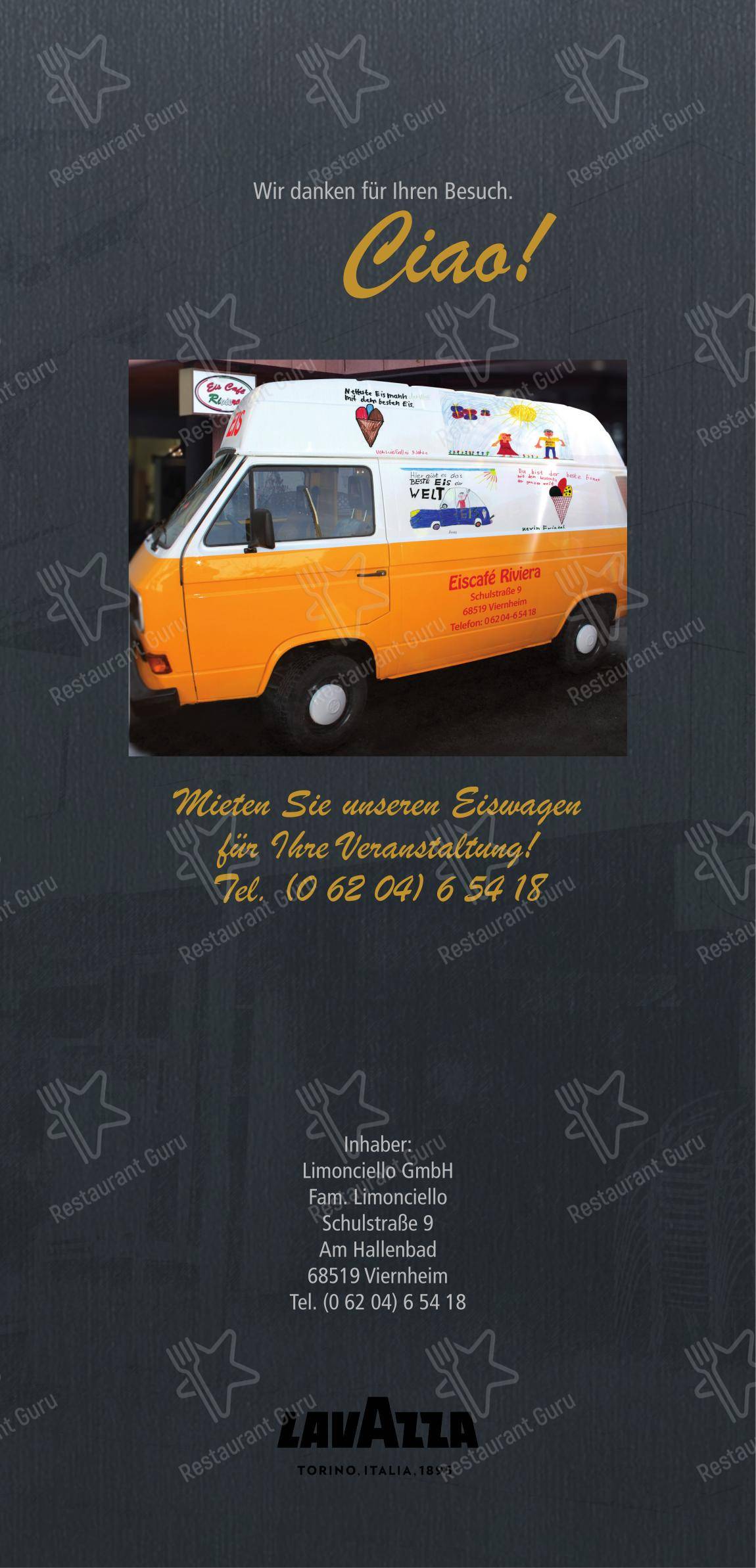 Меню кафе Eiscafé Riviera
