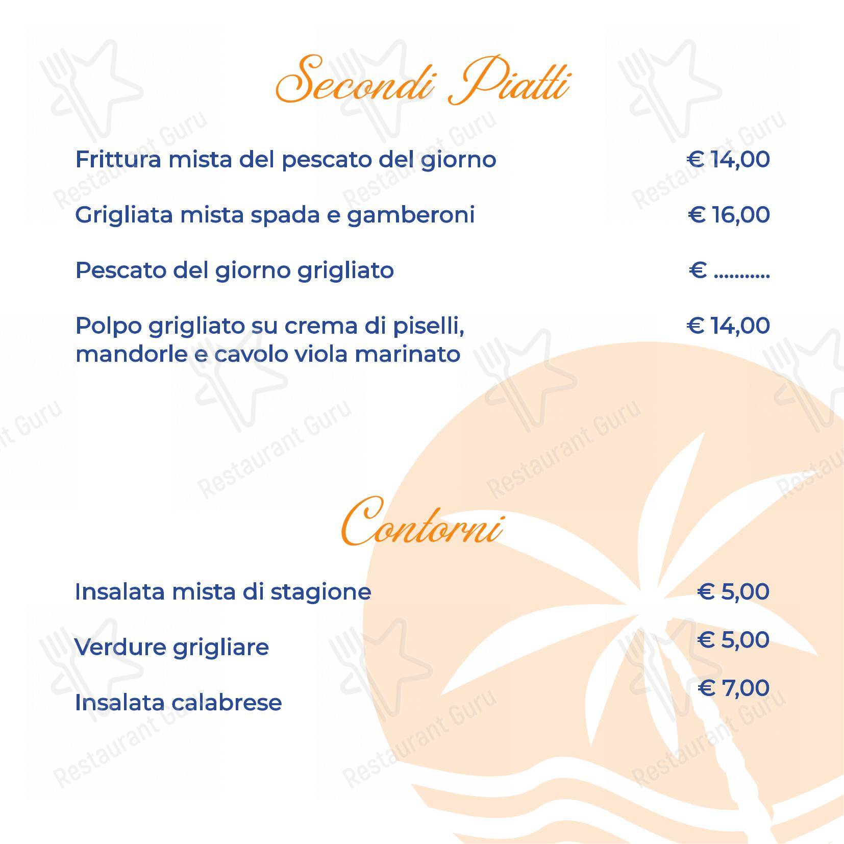 Меню ресторана Ristorante La Playa