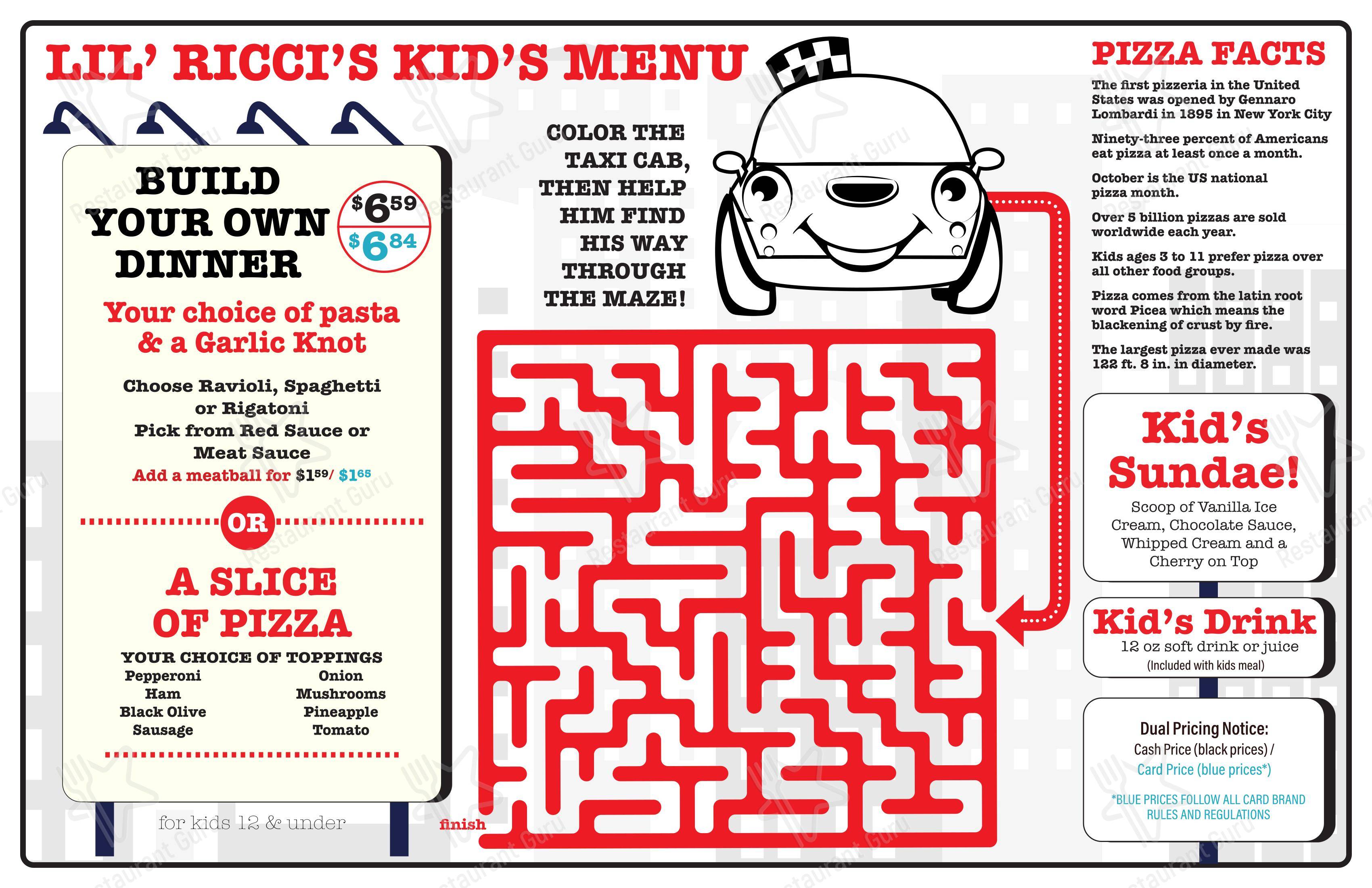 Меню пиццерии Lil' Ricci's NY Pizza & Pasta - Parker - Меню напитков