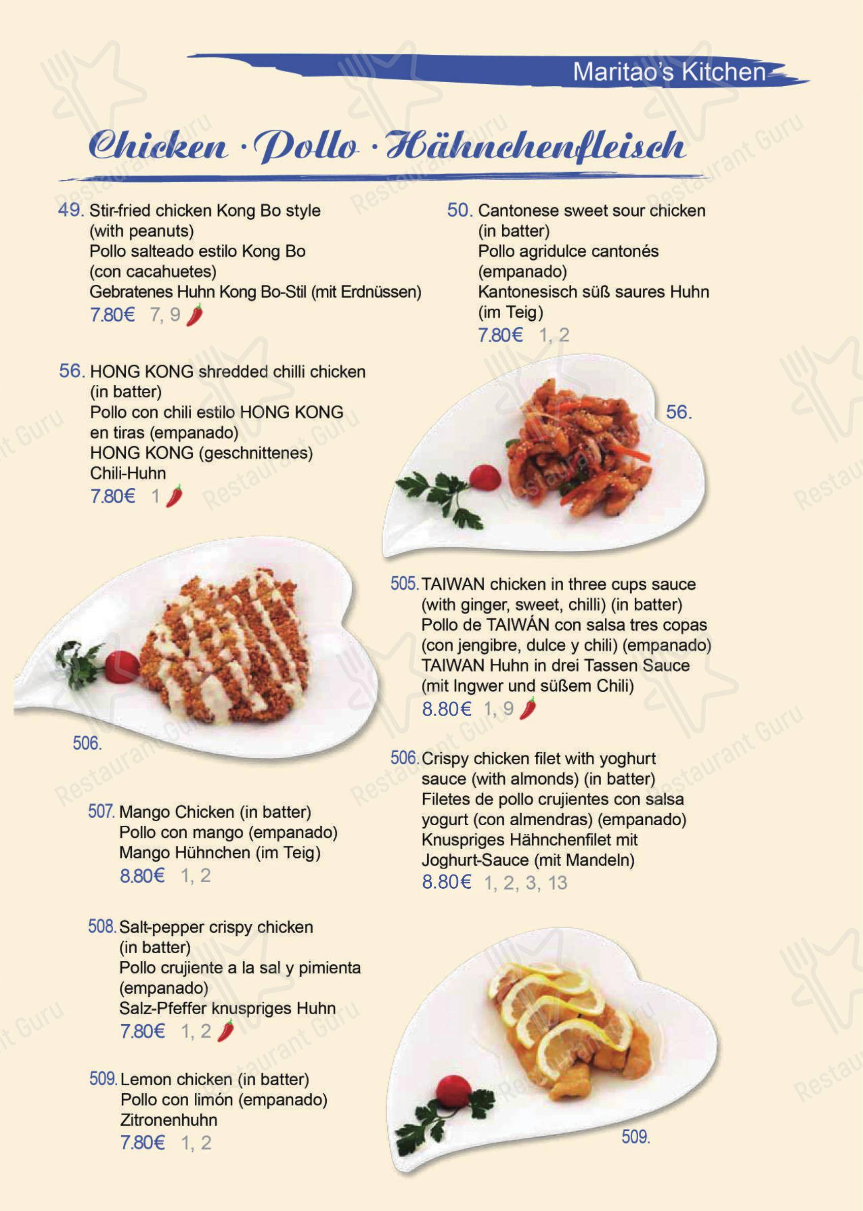 Maritaos Kitchen - Rojales в Рохалесе - Основное меню