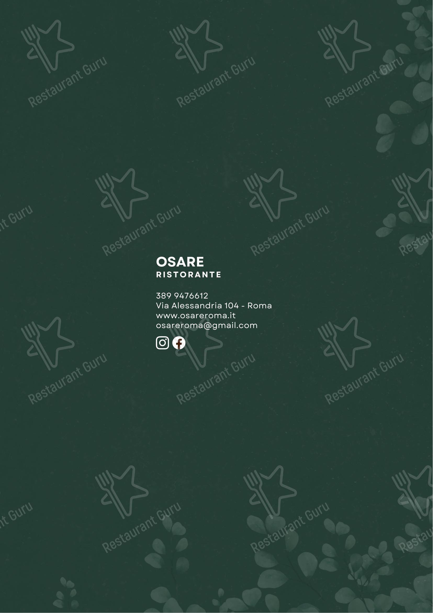 Меню ресторана Osare Roma - Меню напитков