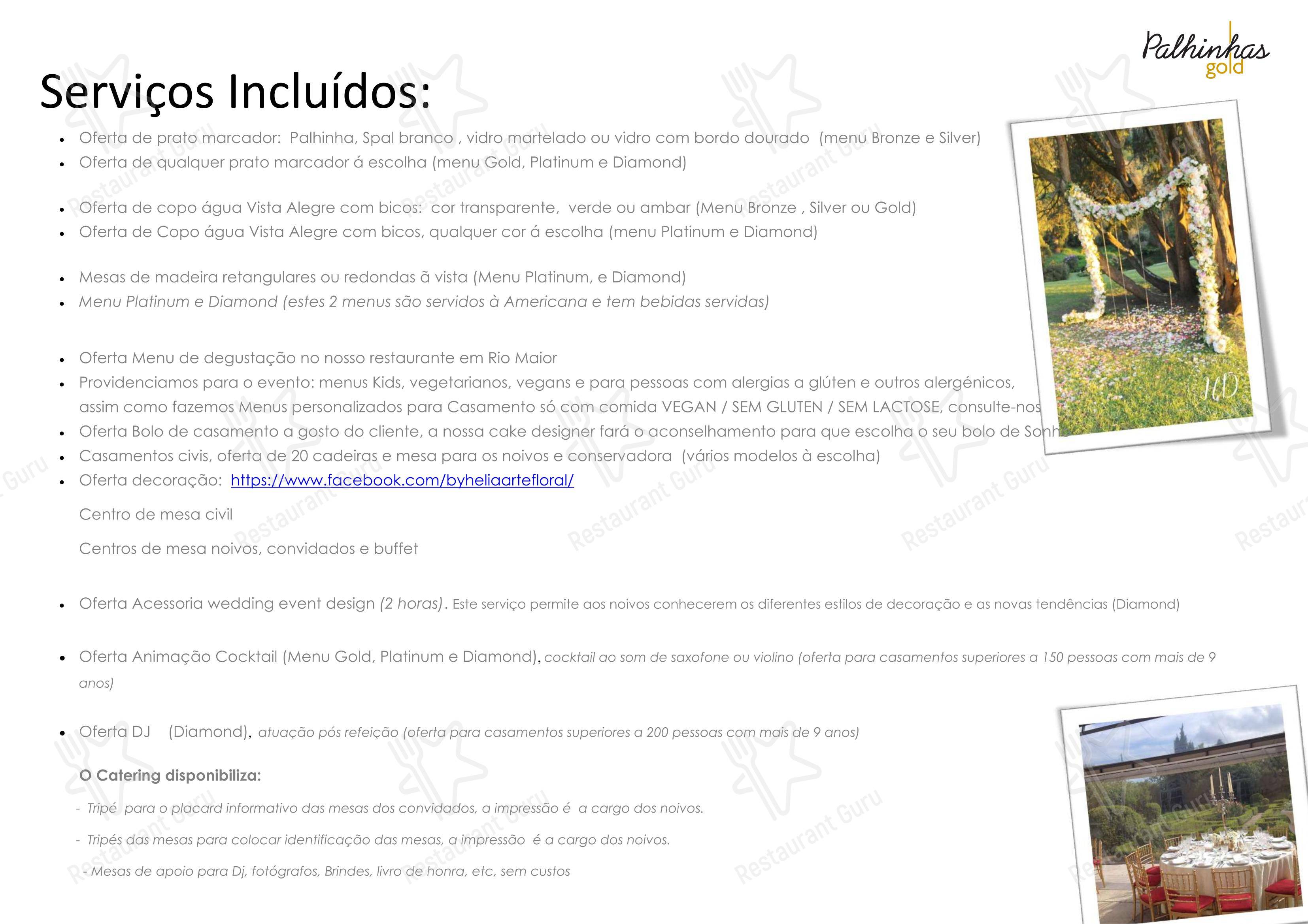 Boronia Catering Menu Pack ресторана Palhinhas Gold в Риу-Майоре