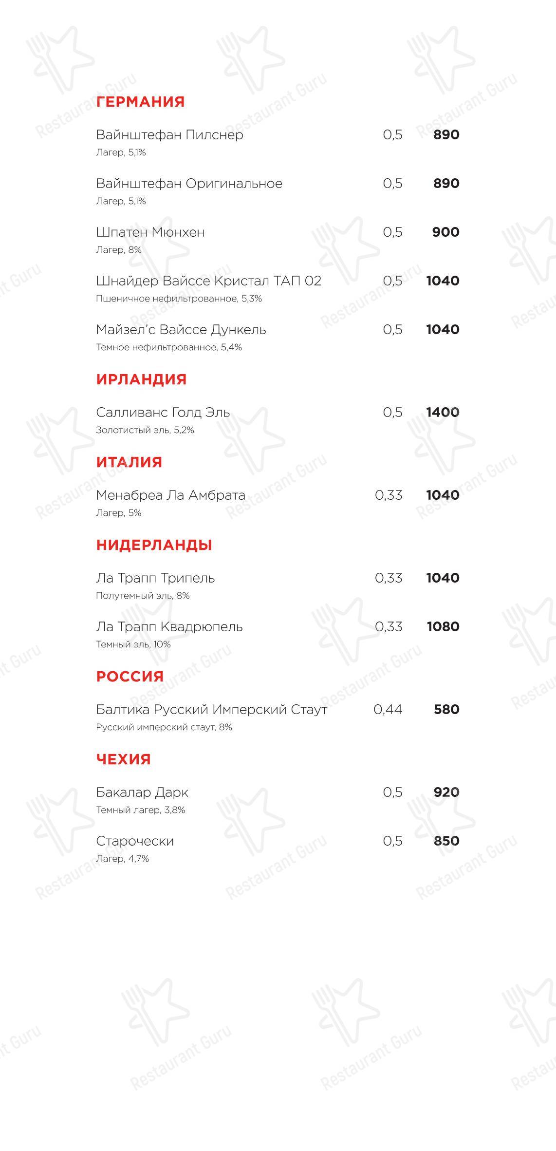 Меню для посетителей ресторана Раковая на Петроградке