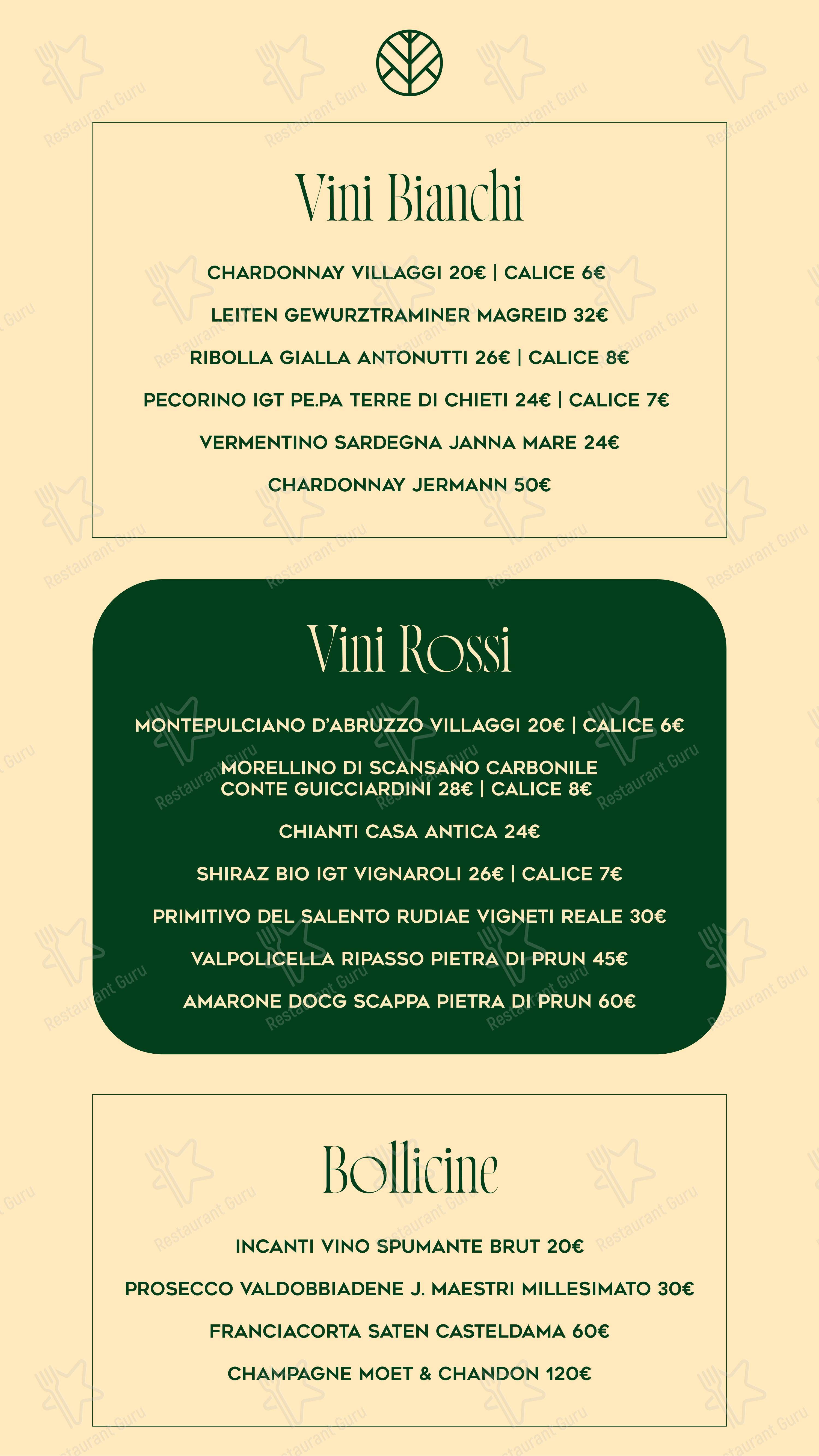 Меню напитков Riva Marconi - Ristorante e Location Roma Sud