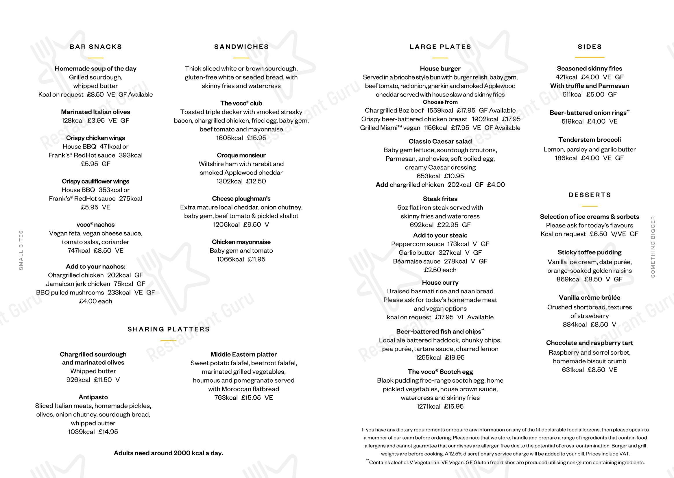 Runyon’s в Манчестере - Lunch Menu