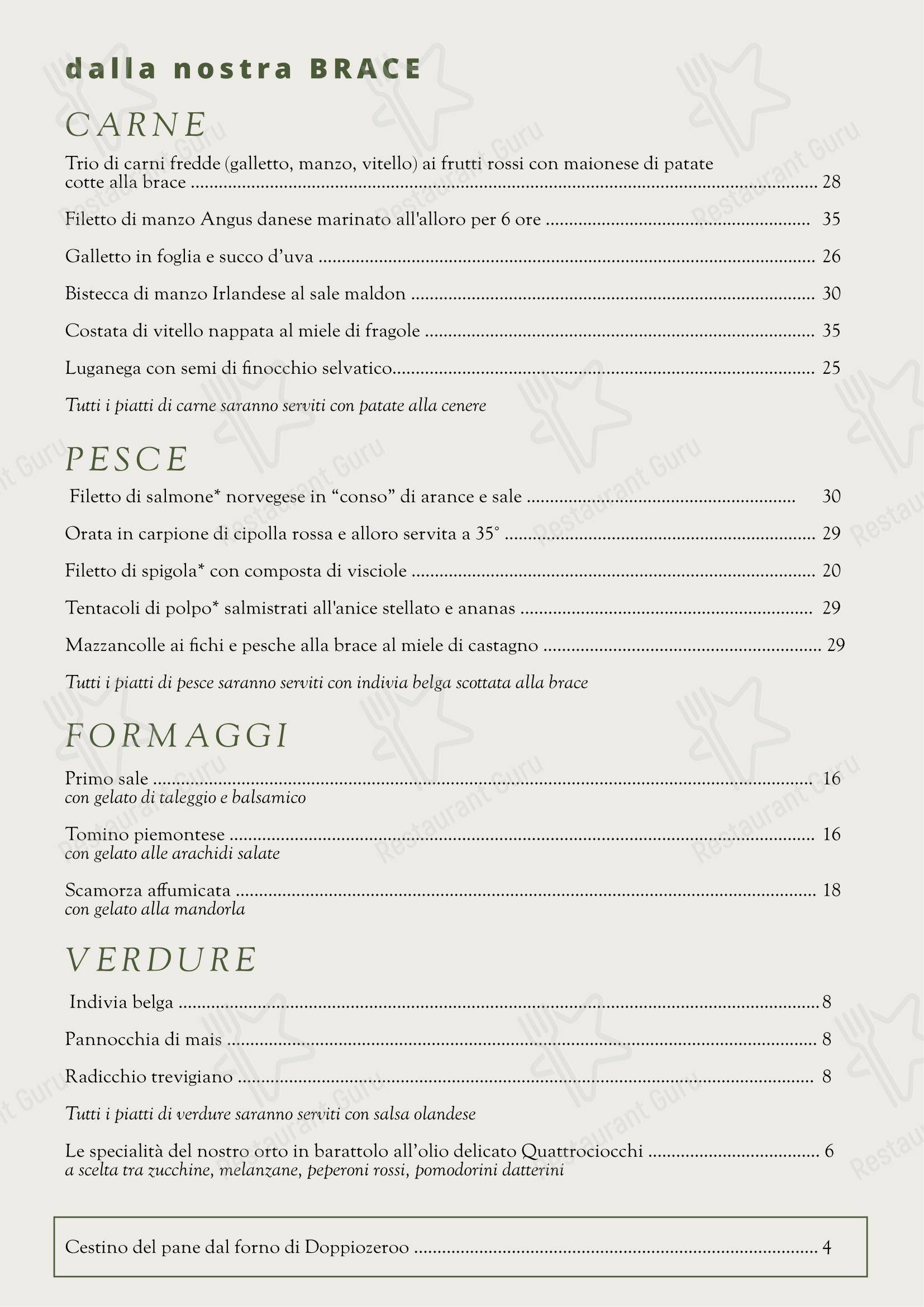 Ночное меню ресторана Solum Ristorante Circo Massimo в Риме