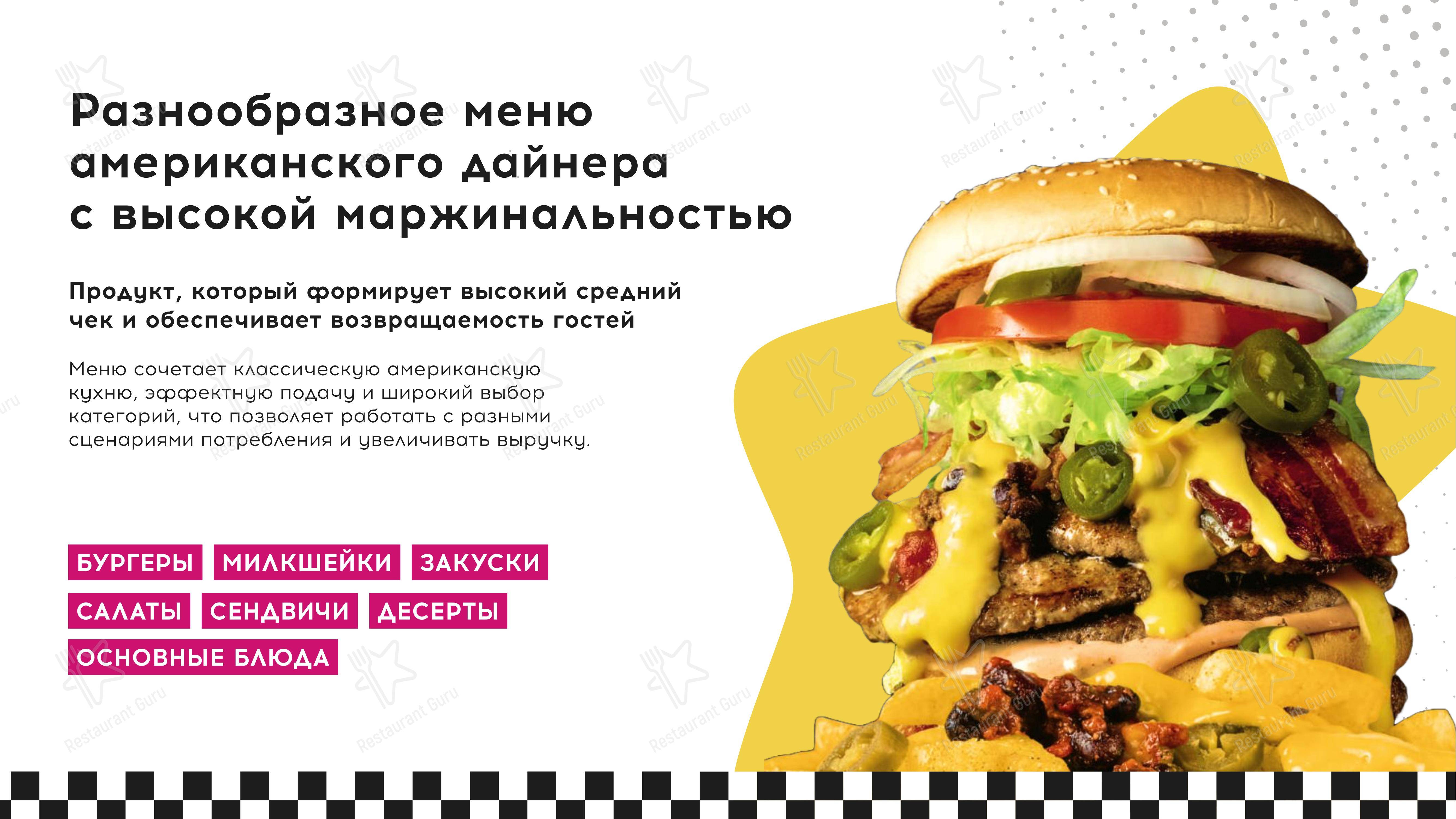 Меню ресторана Старлайт Дайнер