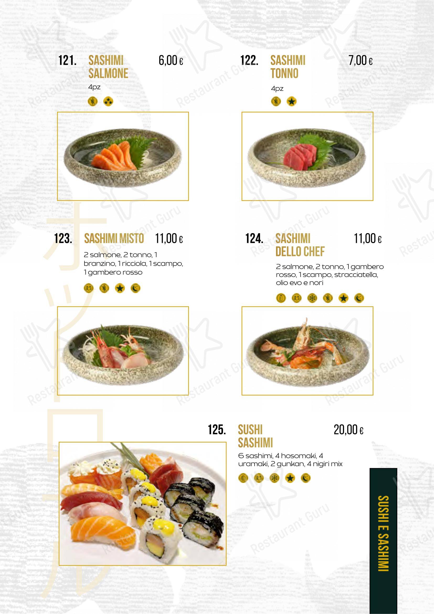 Меню ресторана Yuzu в Риме