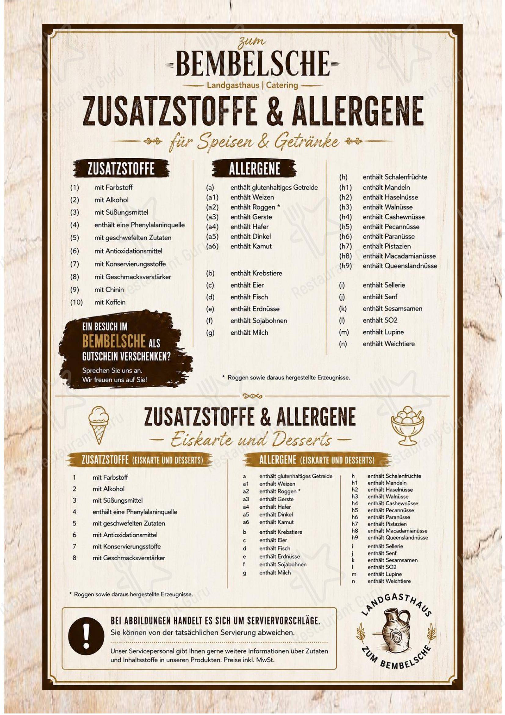 Zum Bembelsche в Раунхайме - Меню