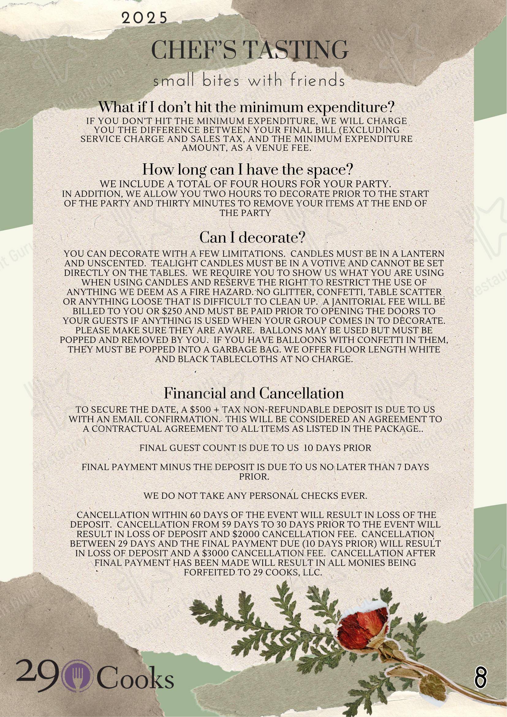 Lunch Menu 29 Cooks Catering в Эммаусе