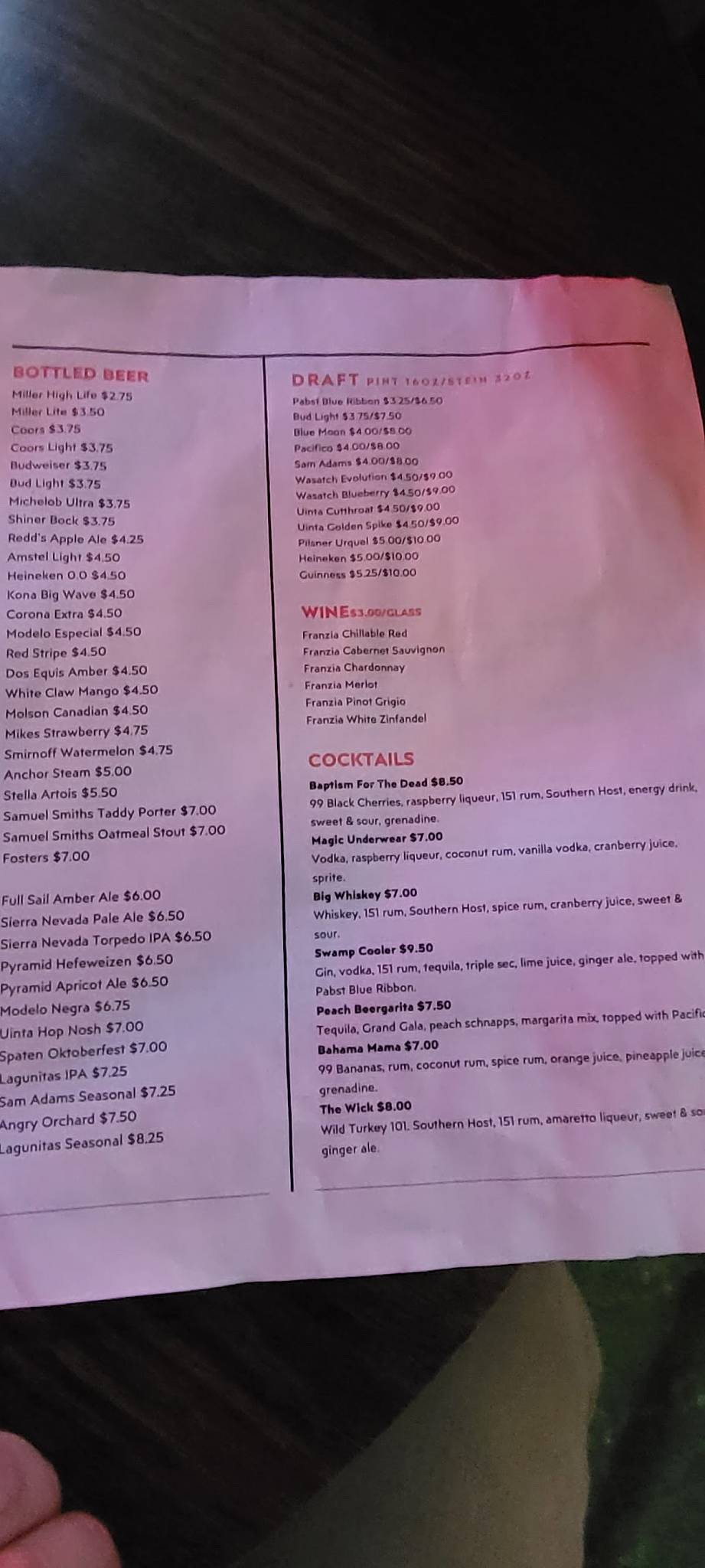 A Beuford Giffords Libation Emporium меню