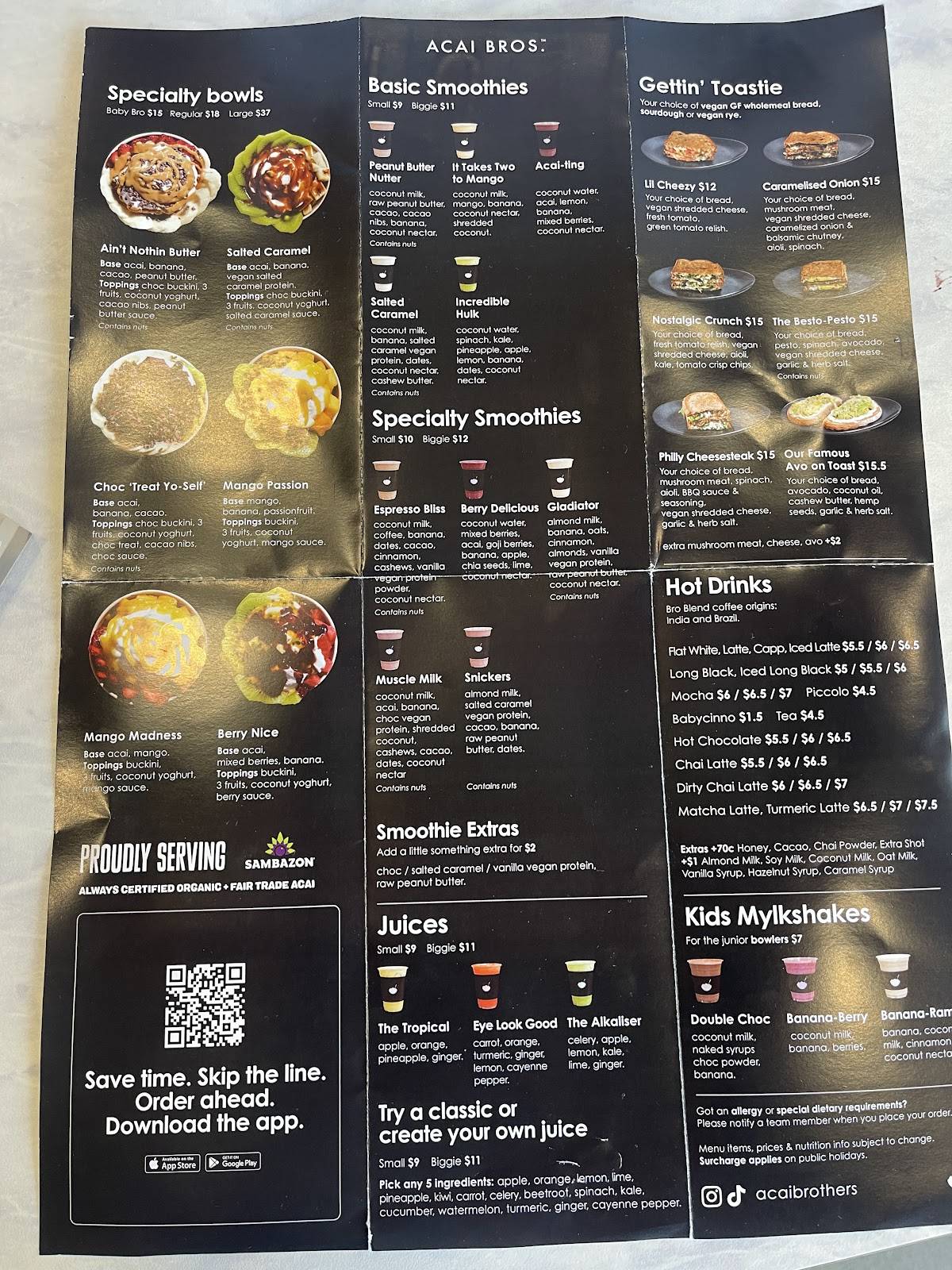 Acai Bros Shellharbour меню