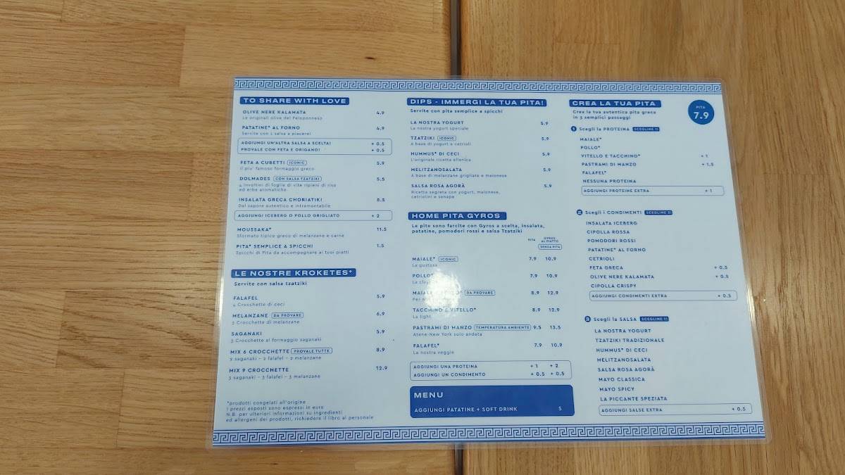 Agorà меню