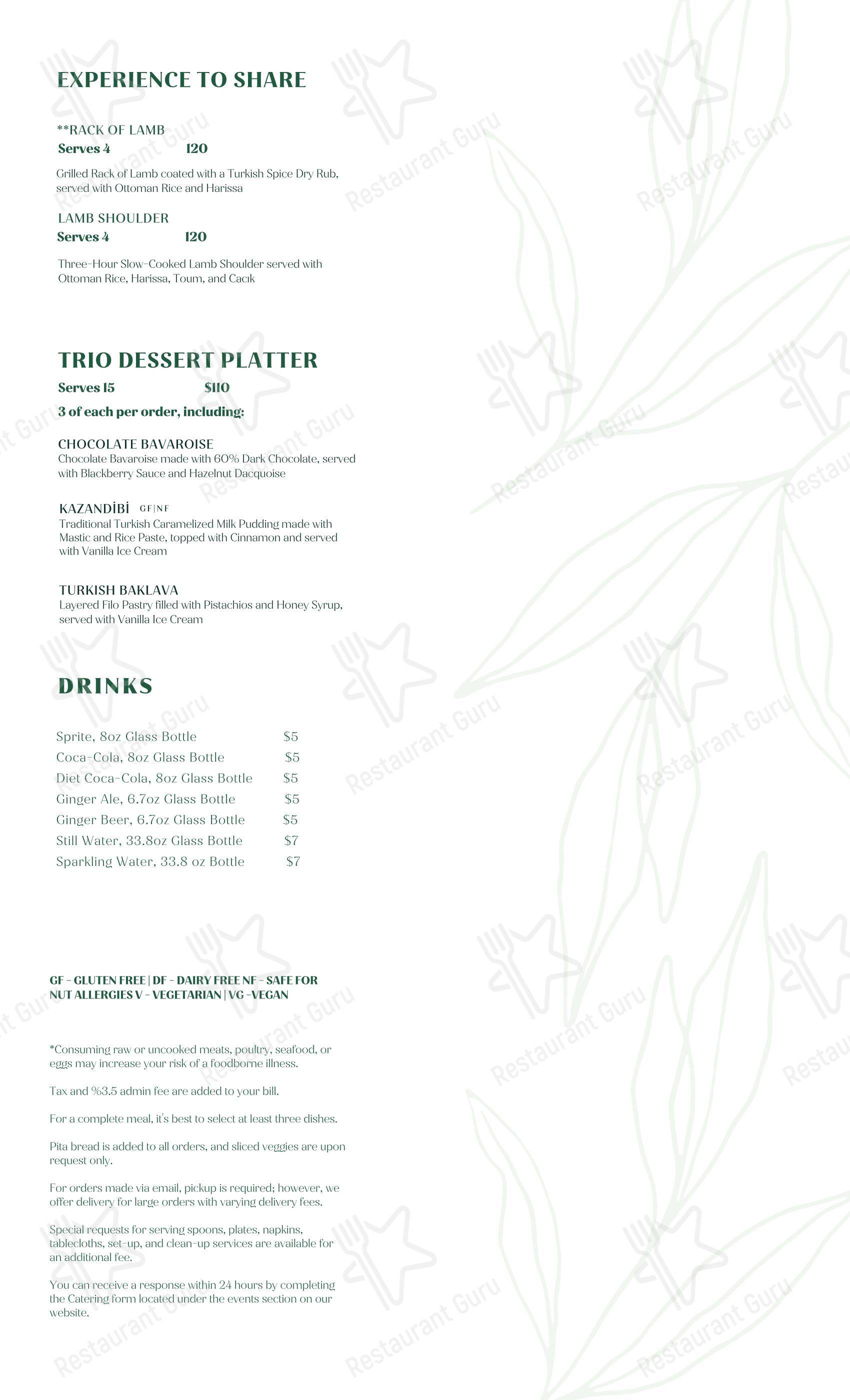 Меню паба и бара Agora Tysons Mediterranean Restaurant - Catering Menu
