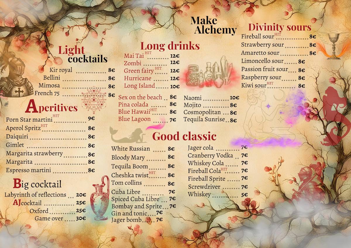 Alchimist Bar меню