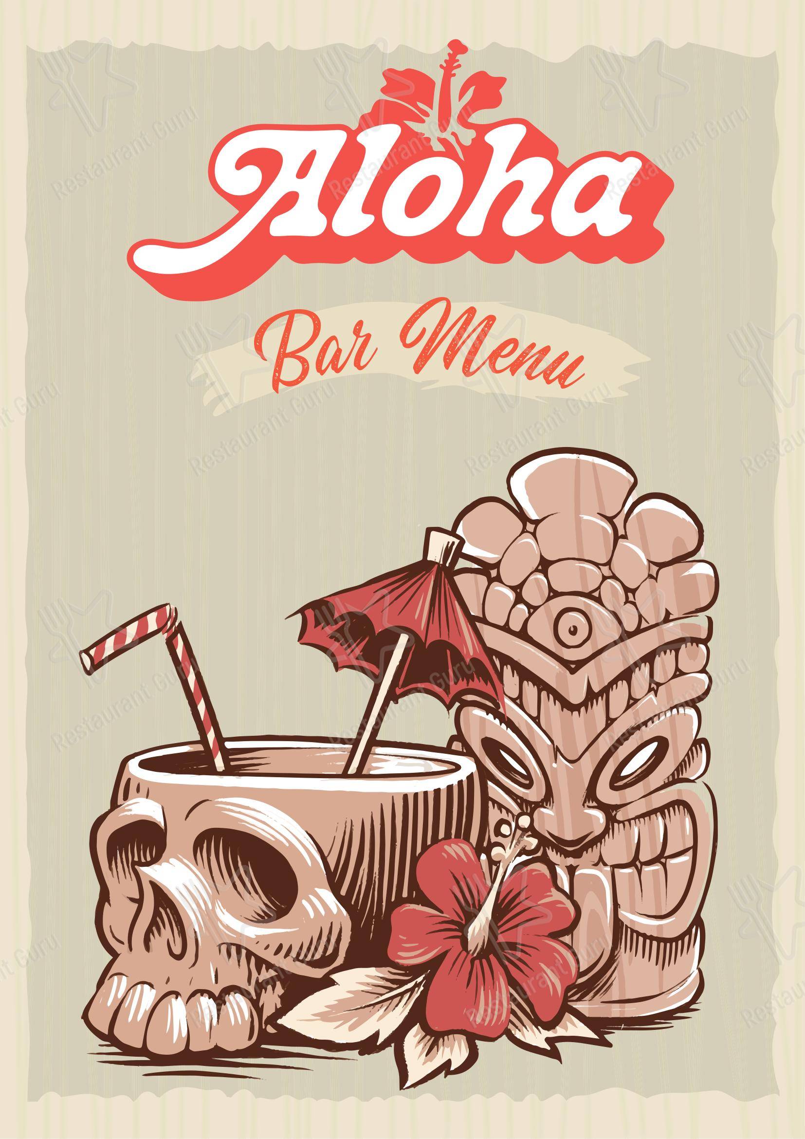 Меню паба и бара Aloha - Коктейльная карта