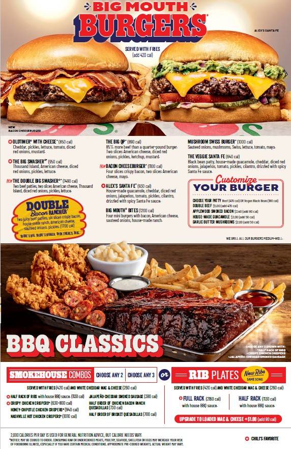 Chili's Grill & Bar меню