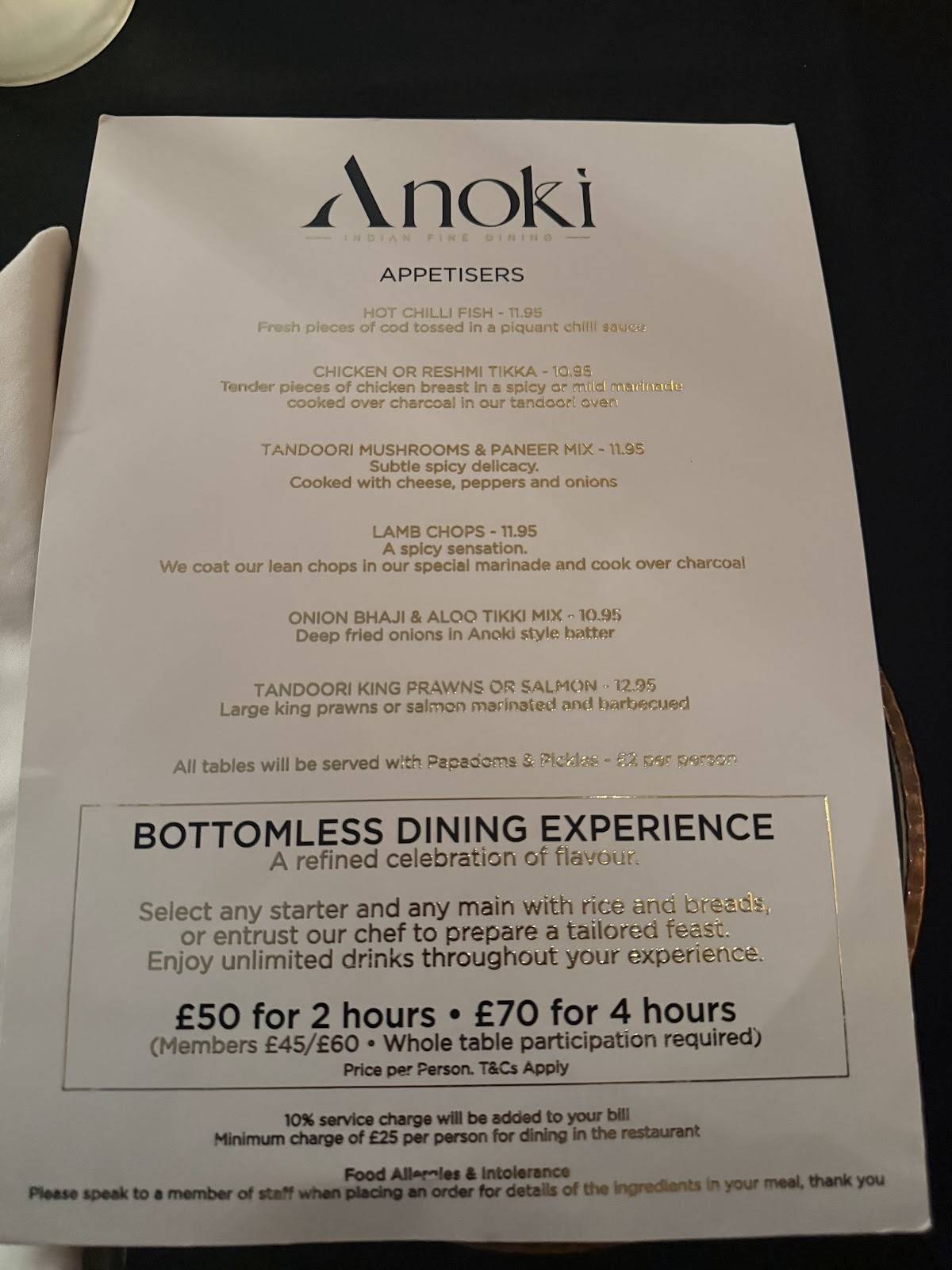 Anoki Restaurant Derby меню