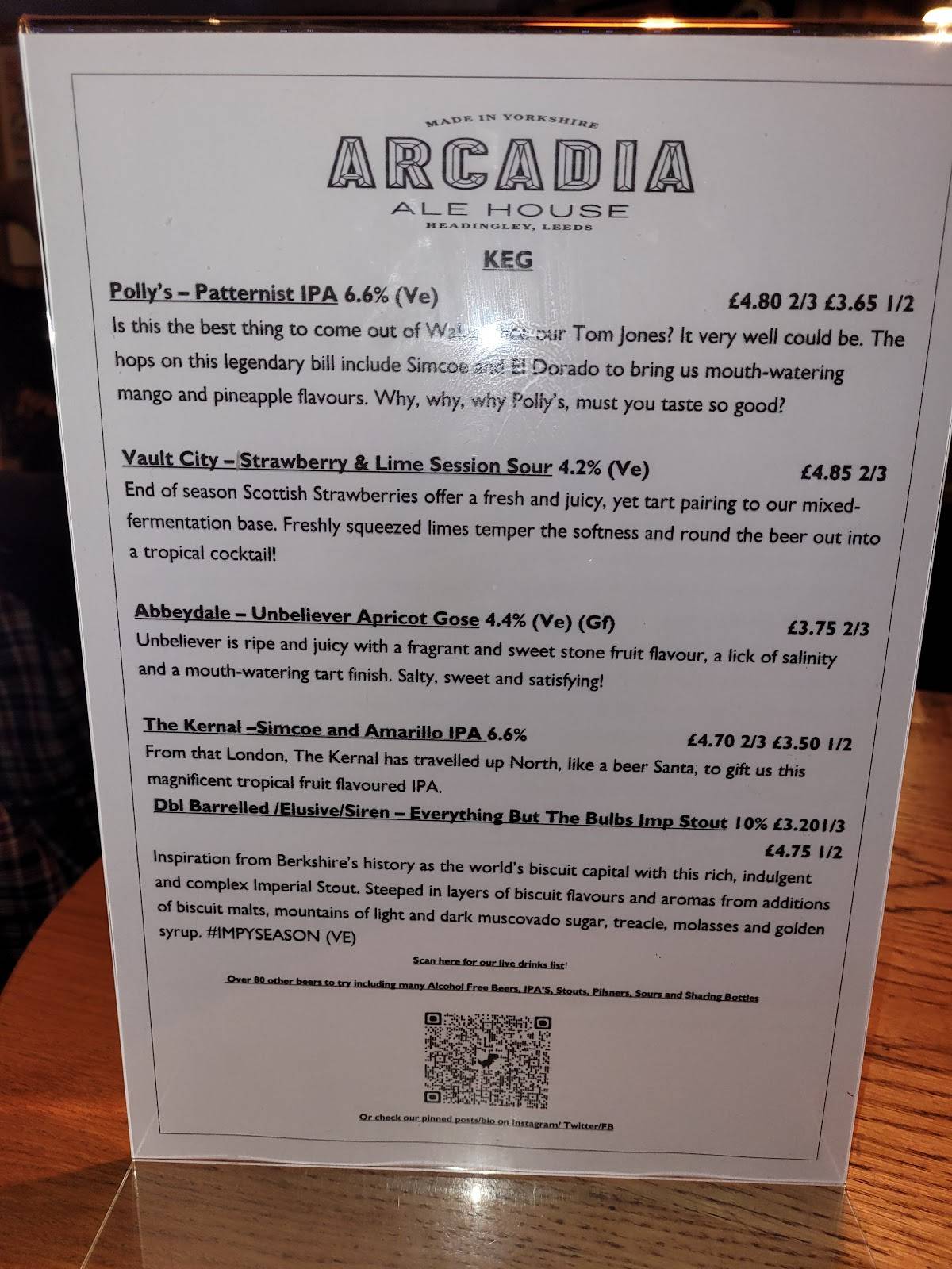 Arcadia Ale House меню