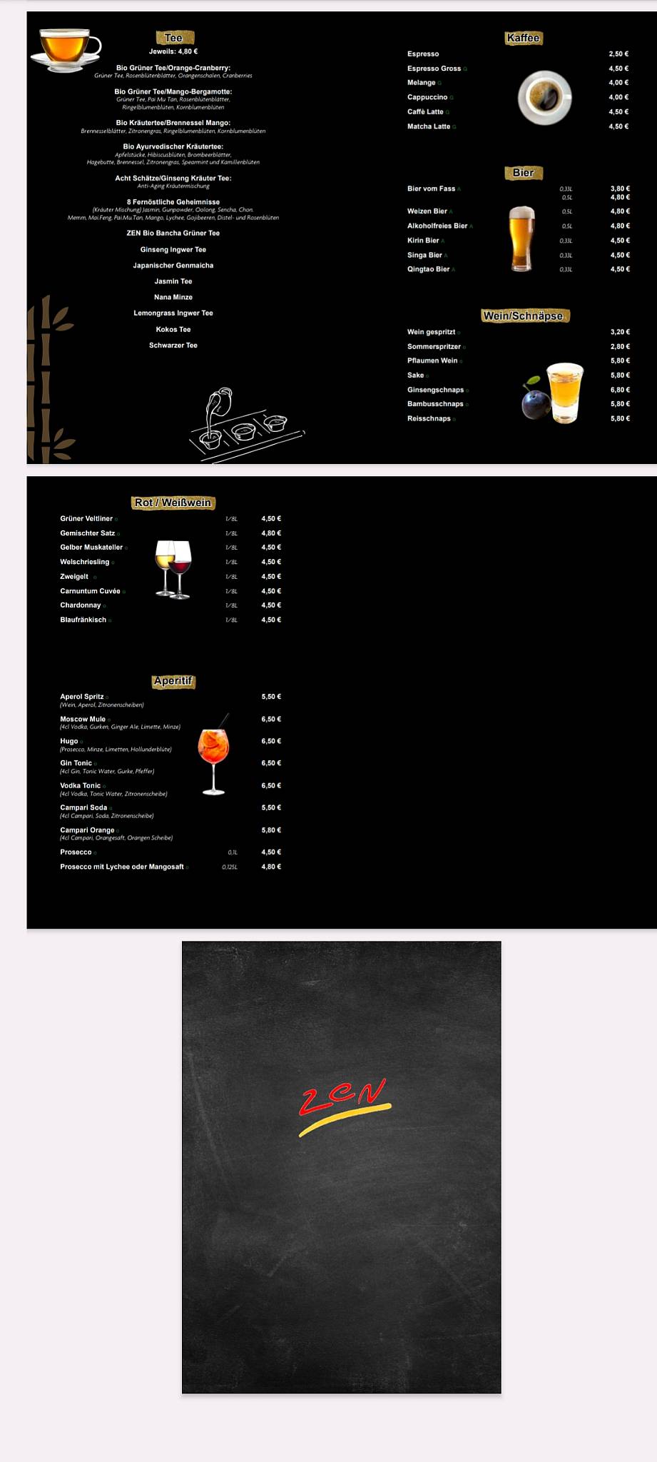 Asiatisches Restaurant ZEN меню