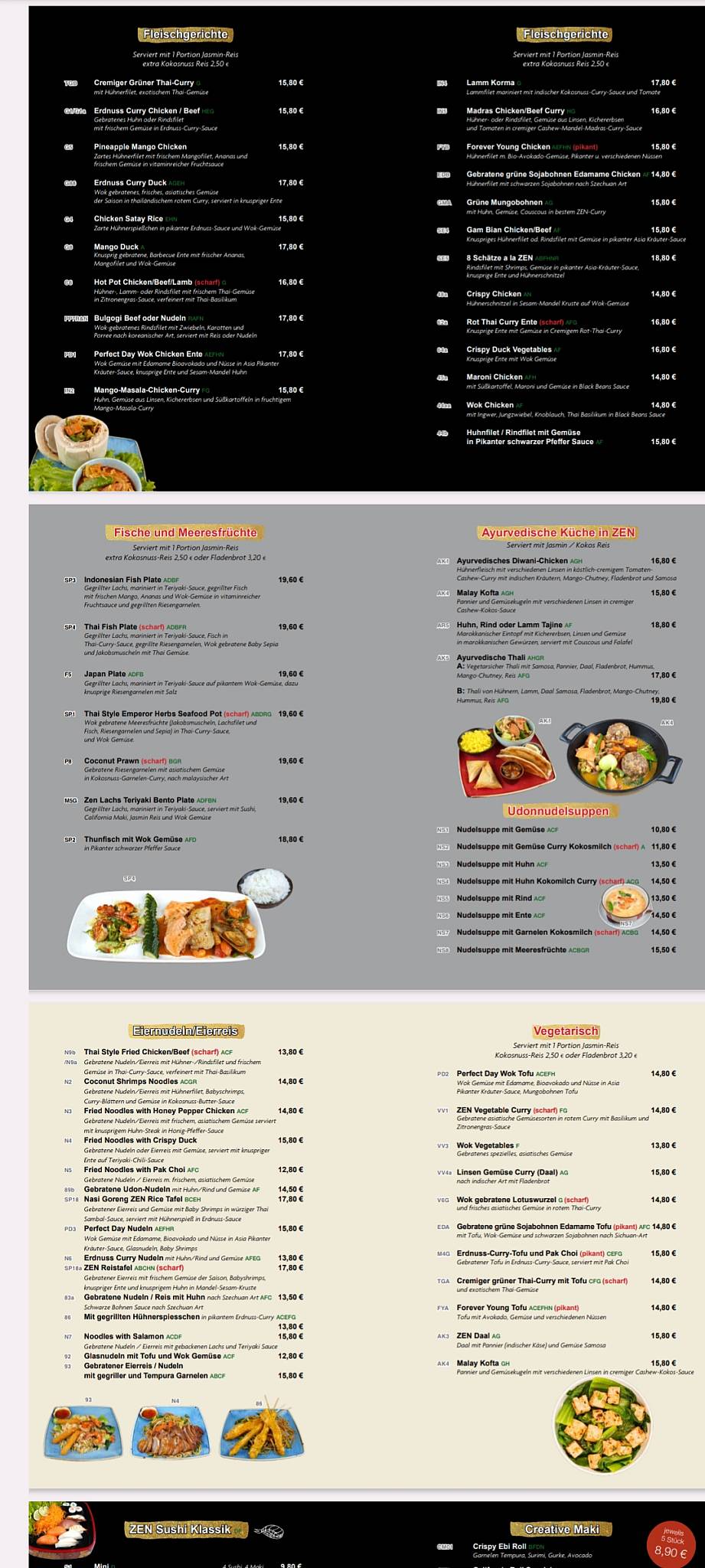 Asiatisches Restaurant ZEN меню