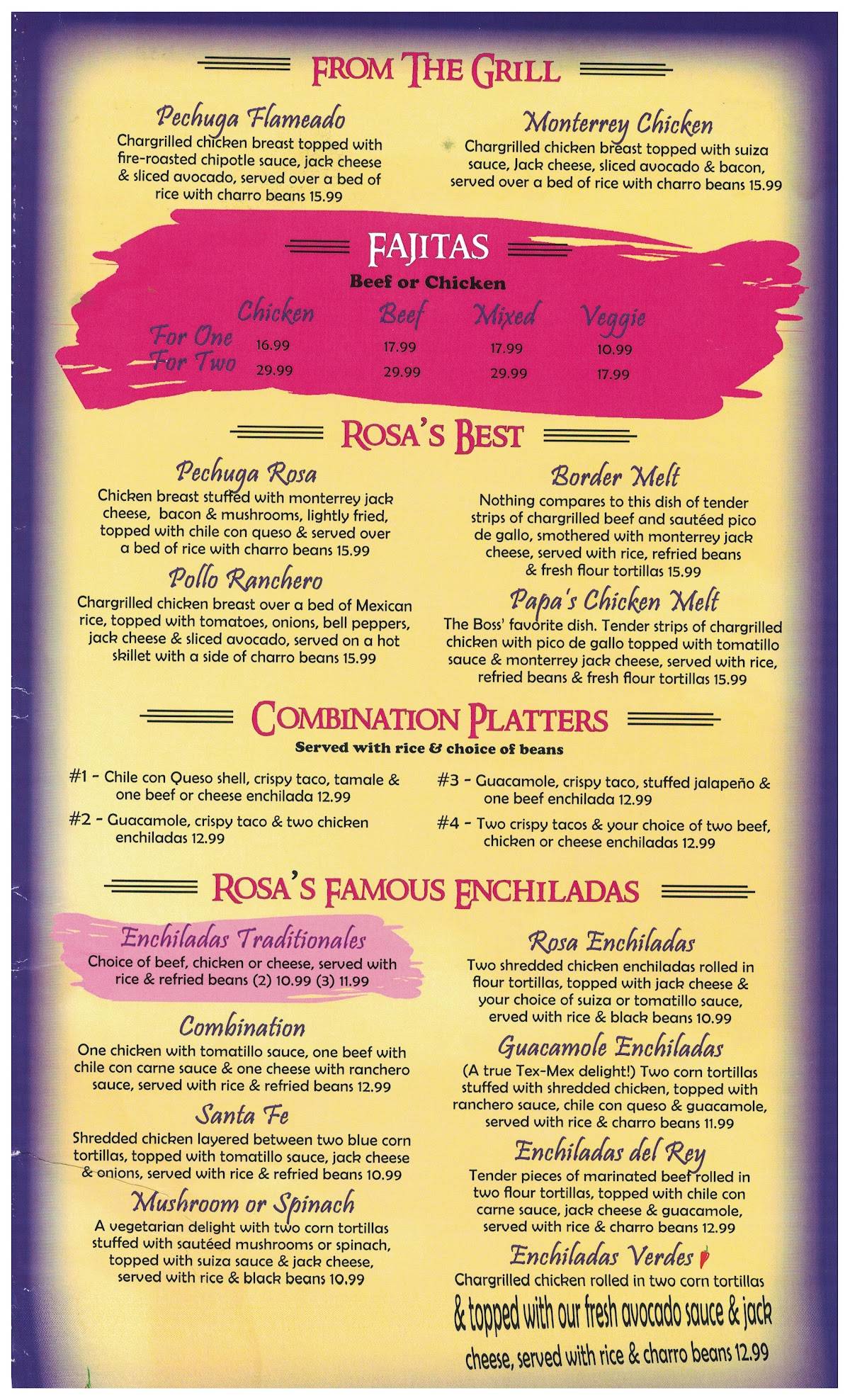 Mesa Rosa Mexican Restaurant меню