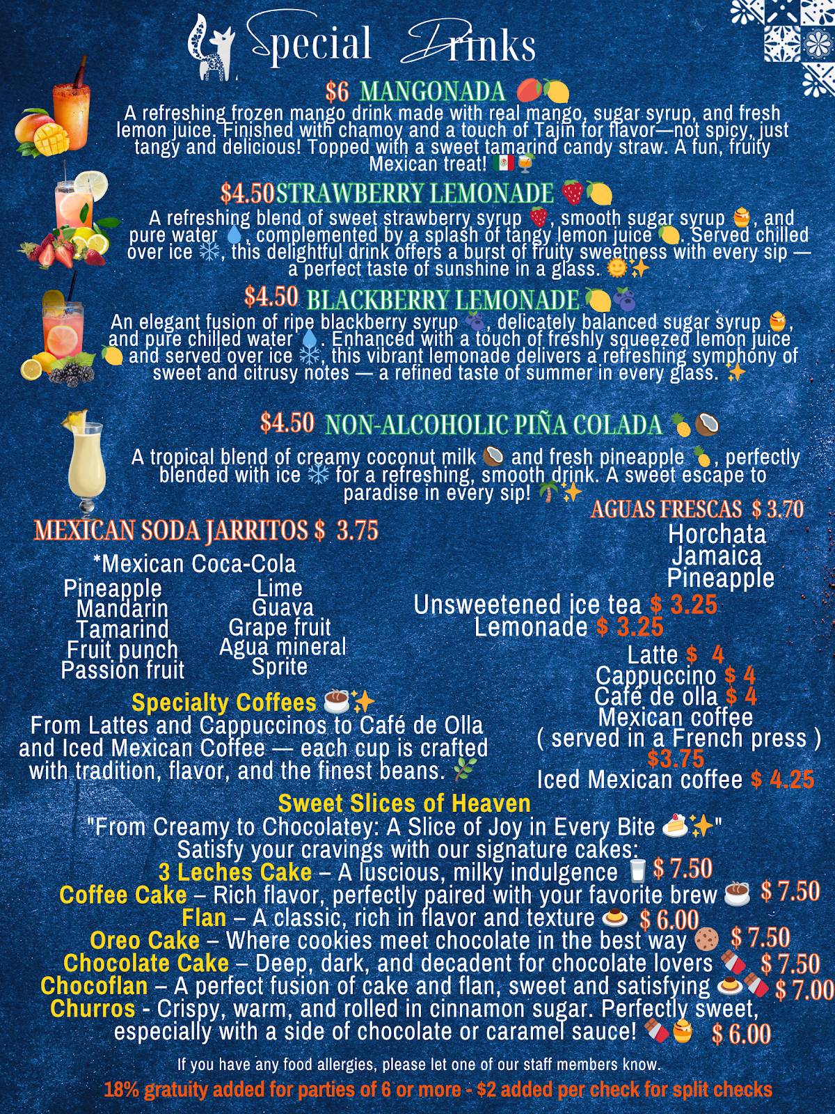 Azulejos mexican kitchen меню