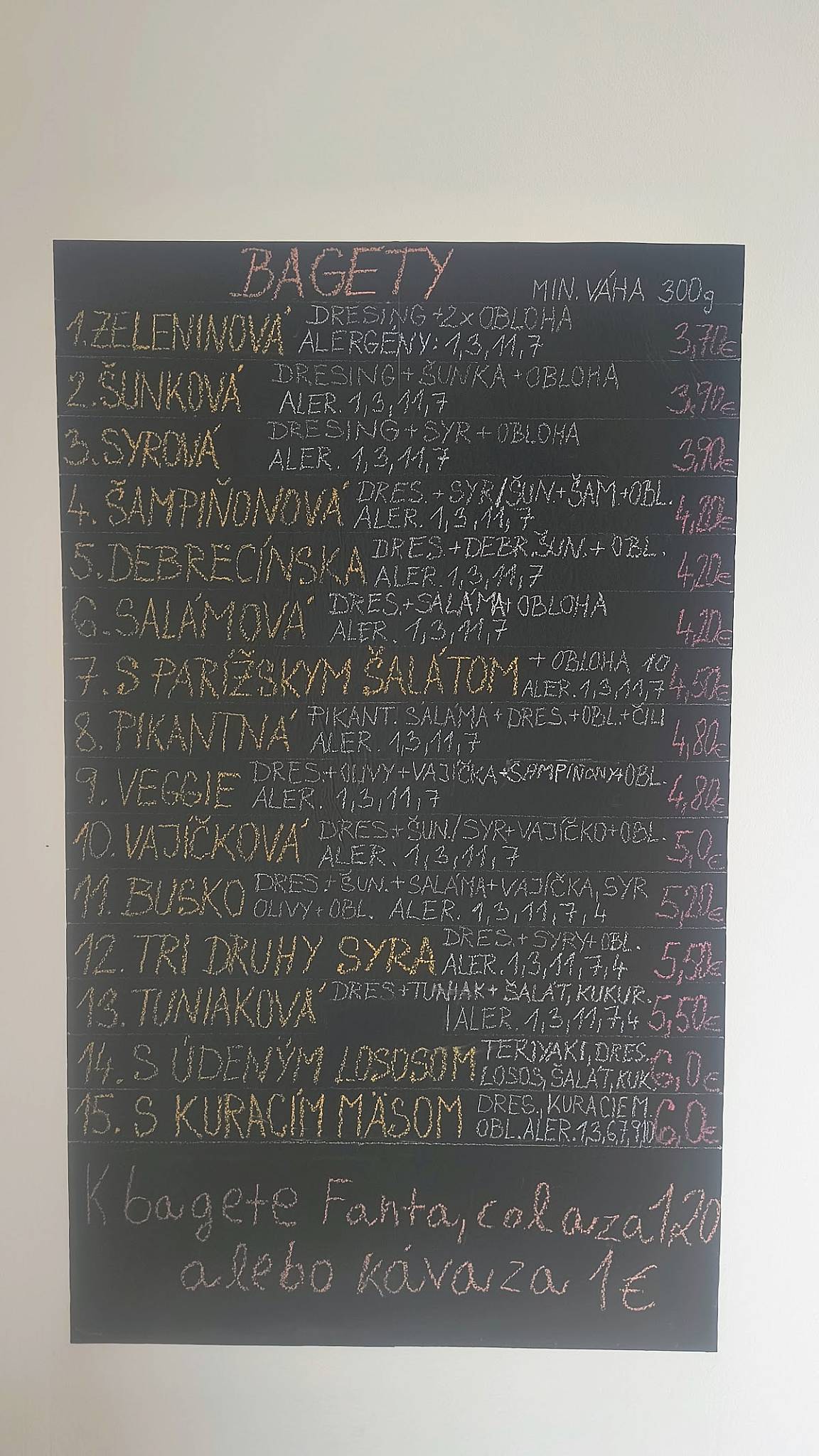 Bagetéria na Busku меню