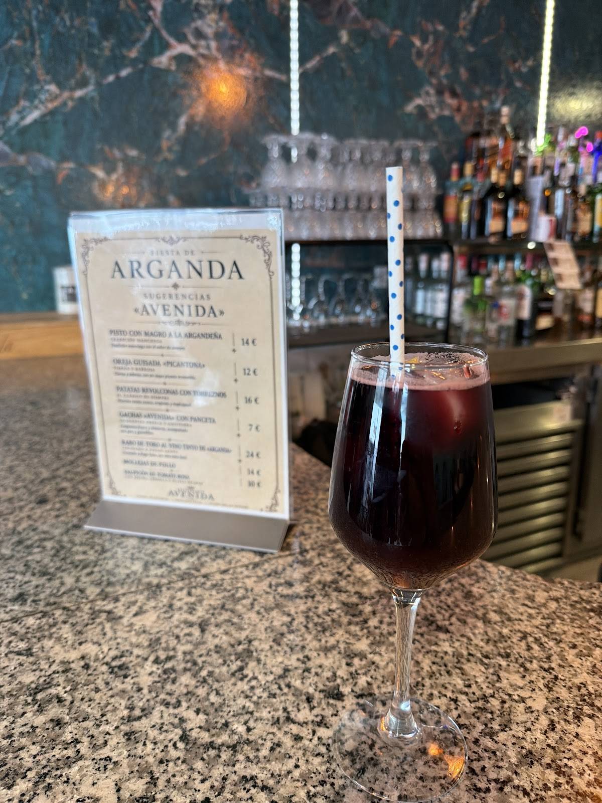 Bar Avenida меню