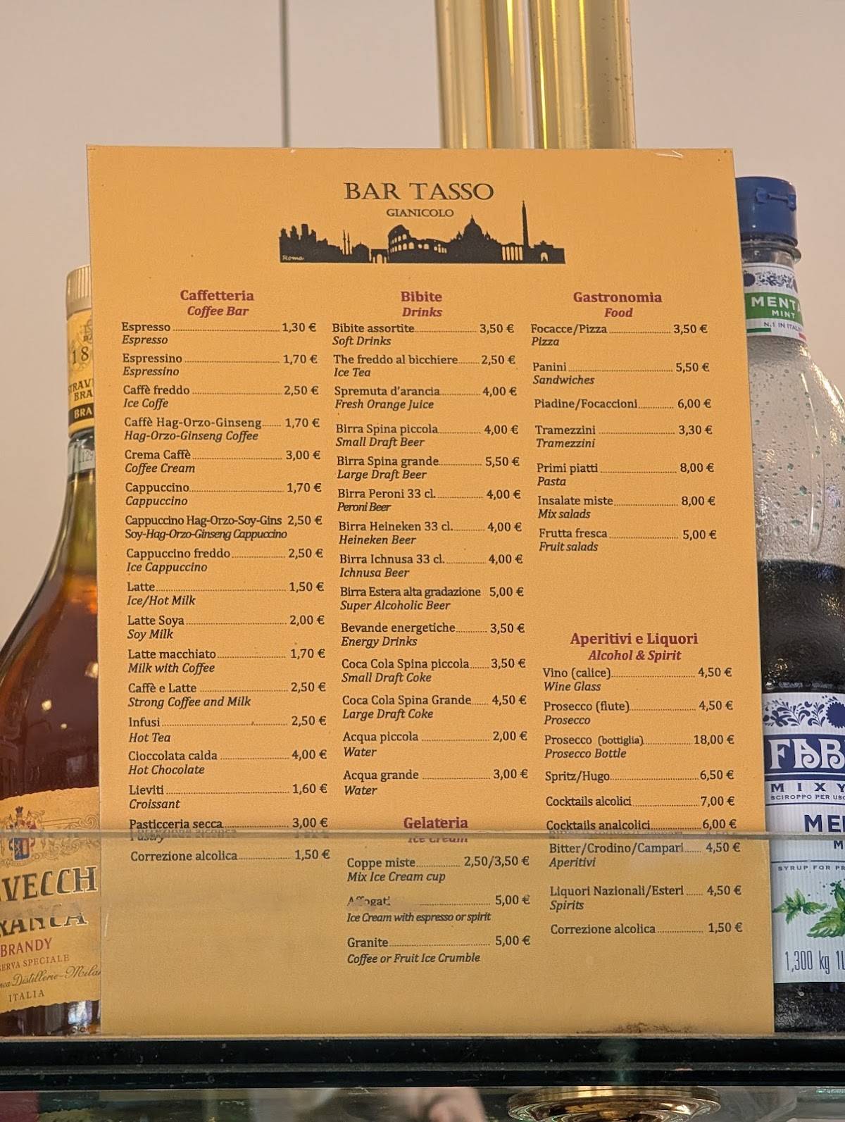 Bar Tasso di Morbidi A E S A S меню