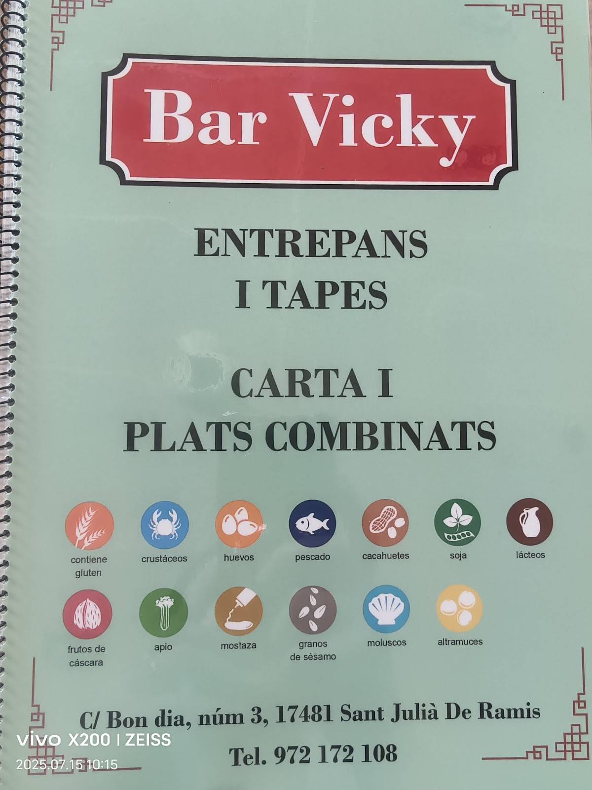 Bar Vicky меню