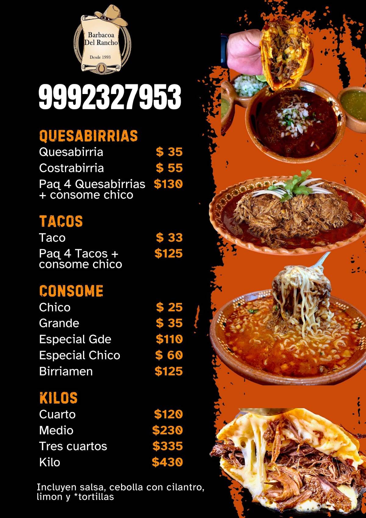 Barbacoa del Rancho меню