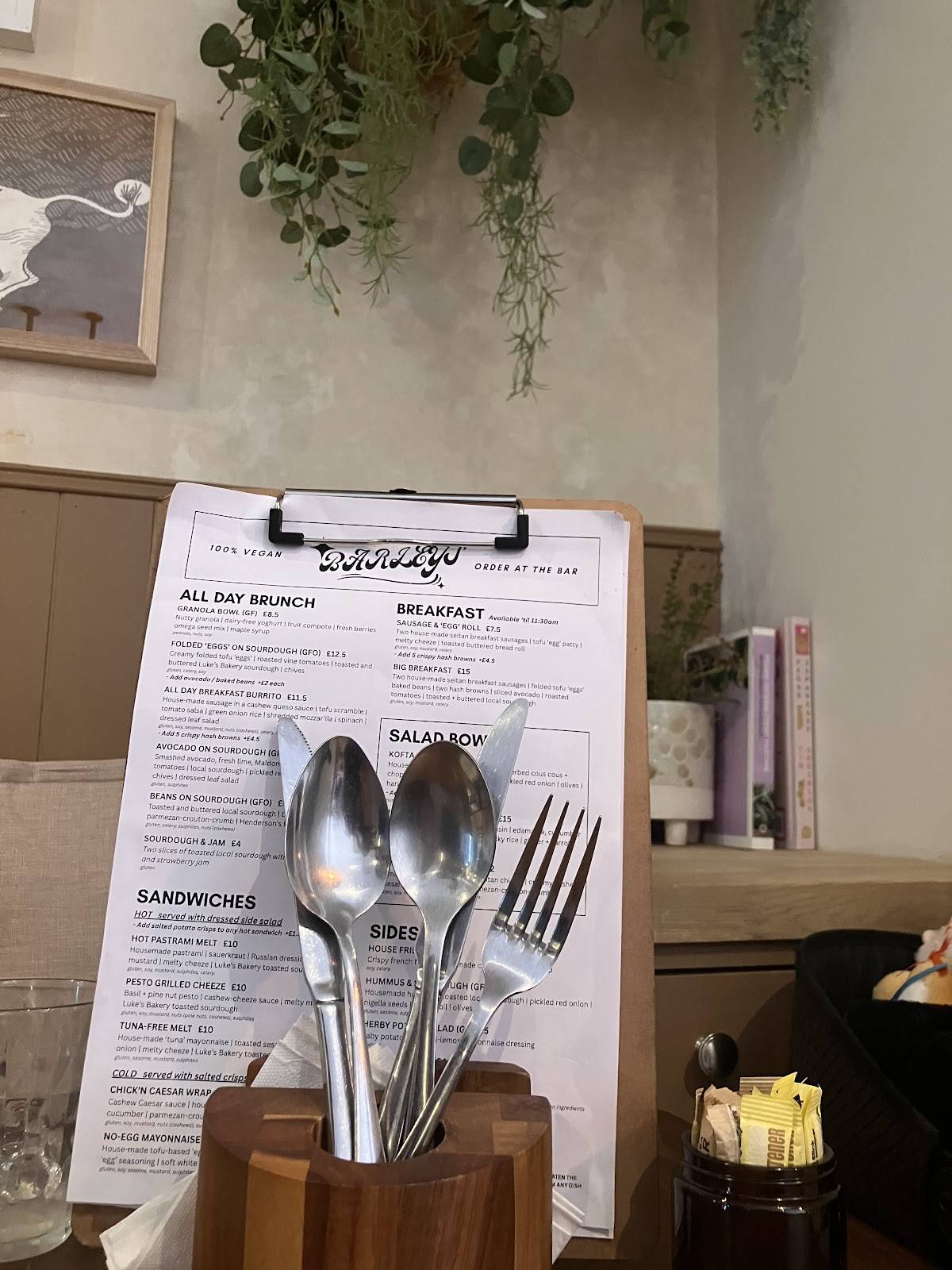 Barleys - Vegan Cafe & Coffee Shop меню