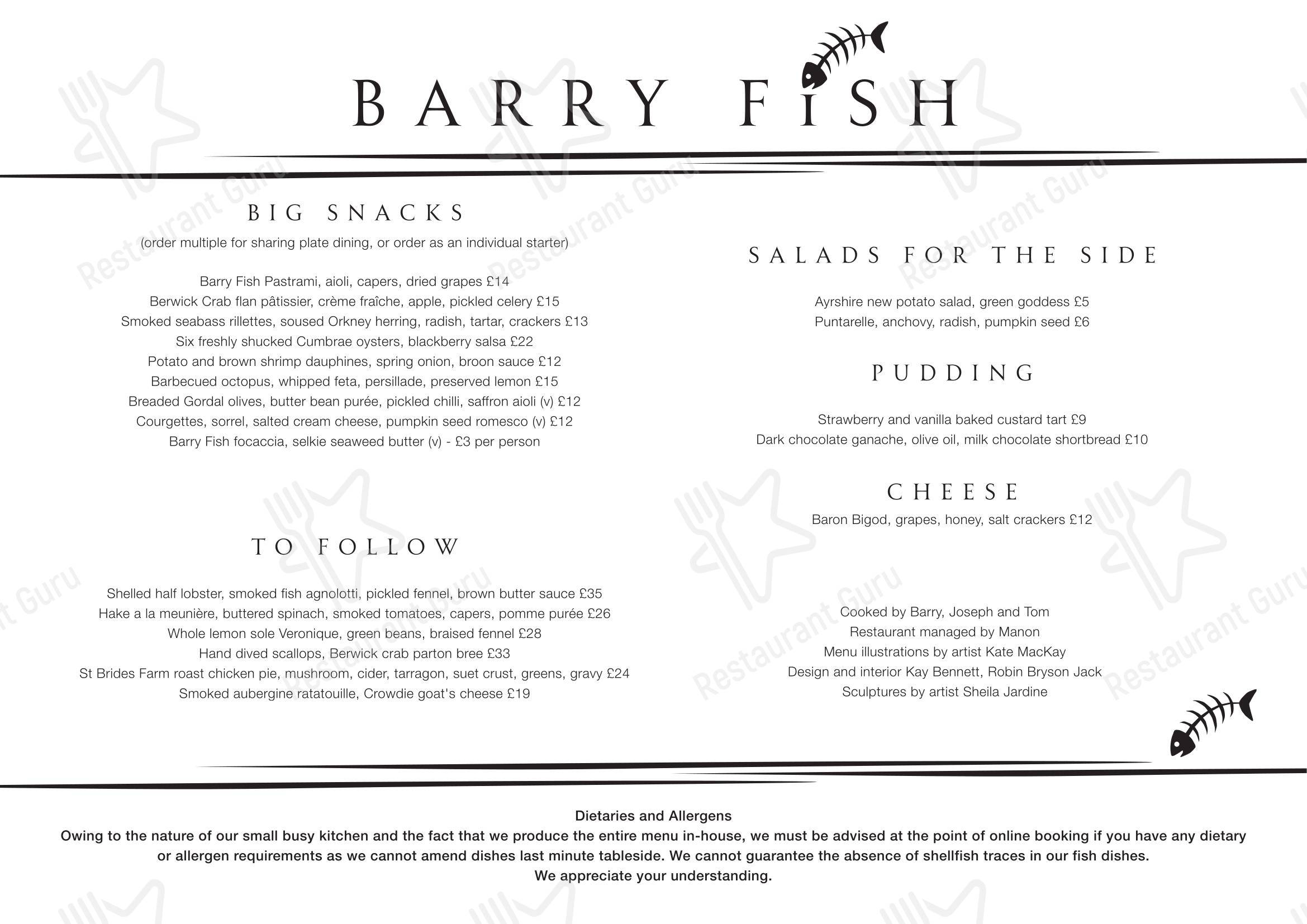 Barry Fish в Эдинбурге - 菜单