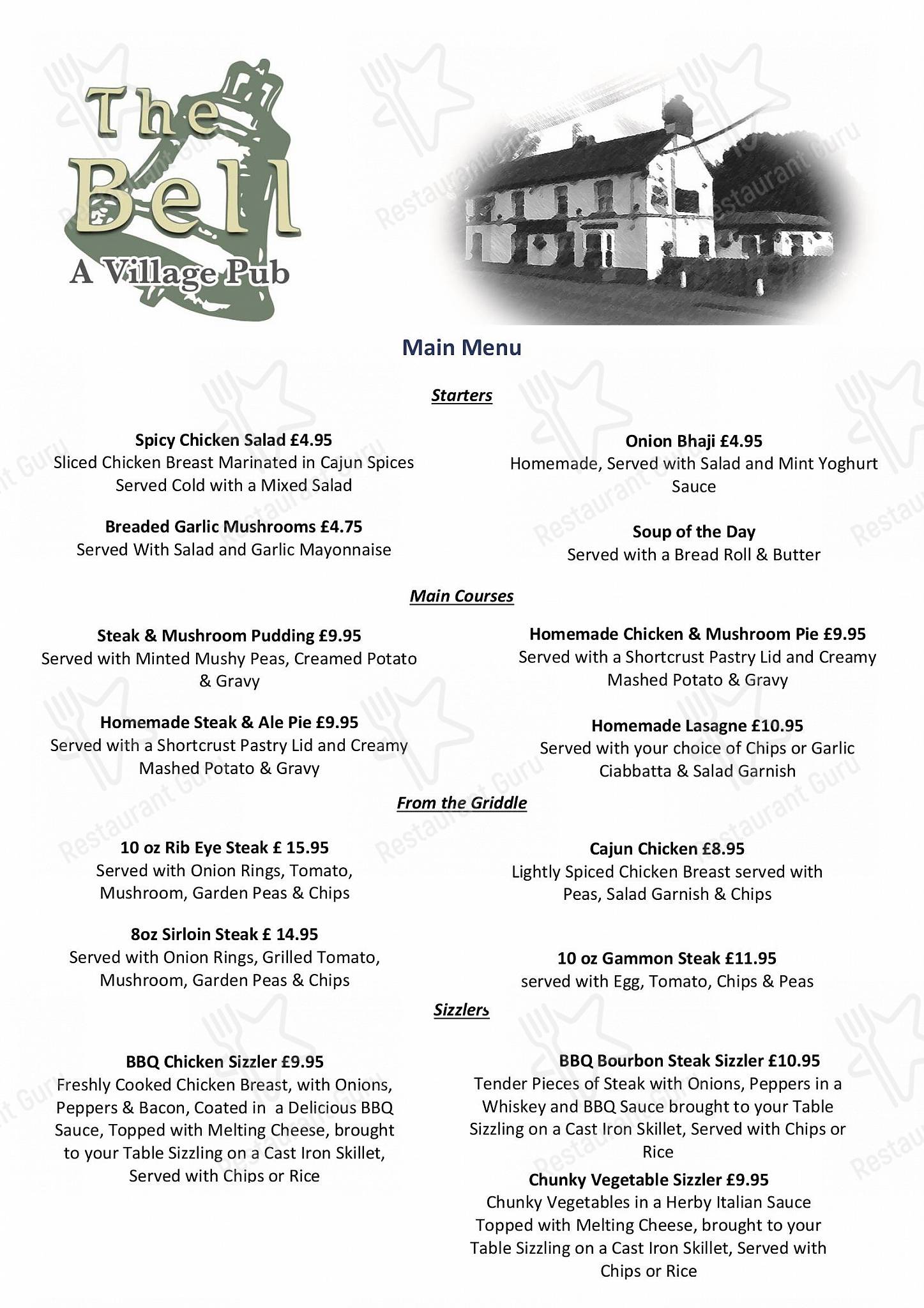 Меню паба и бара The Bell Inn - Wine Menu
