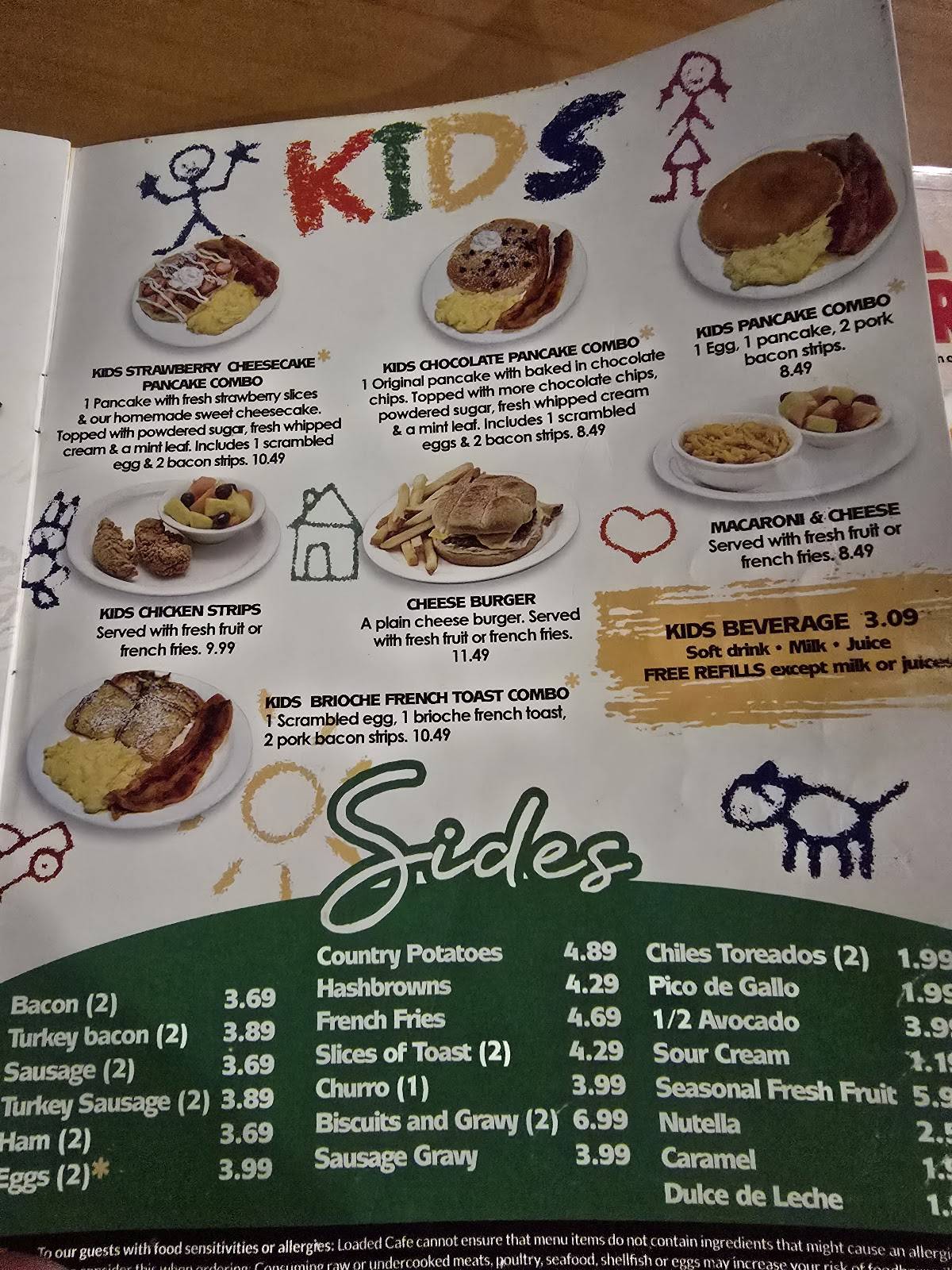 Loaded Cafe Restaurants Bellflower меню